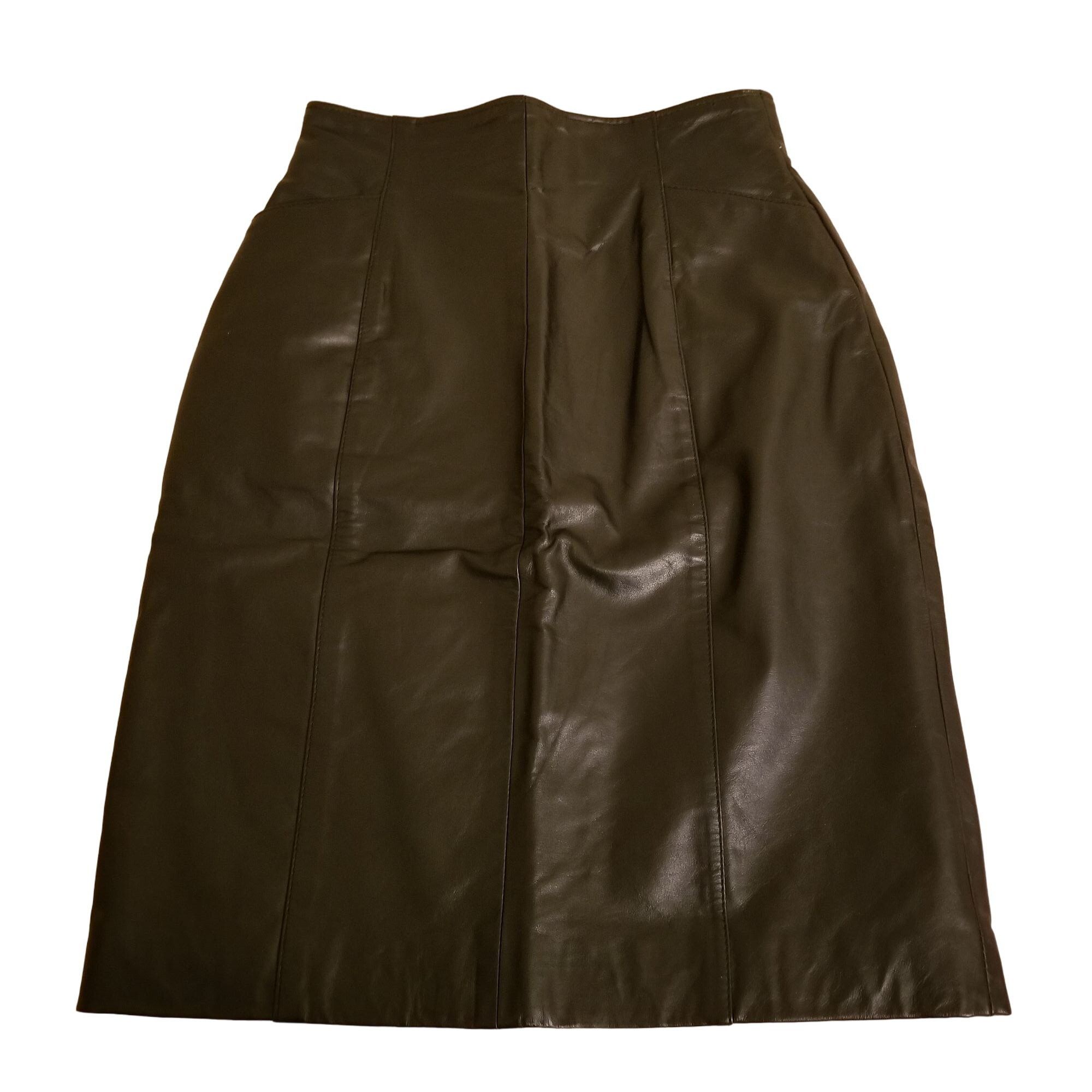 Wilsons Leather Wilsons 2 Black Leather Pencil Skirt Vintage High Waist Goth Size 26" / US 2 / IT 38 - 1 Thumbnail