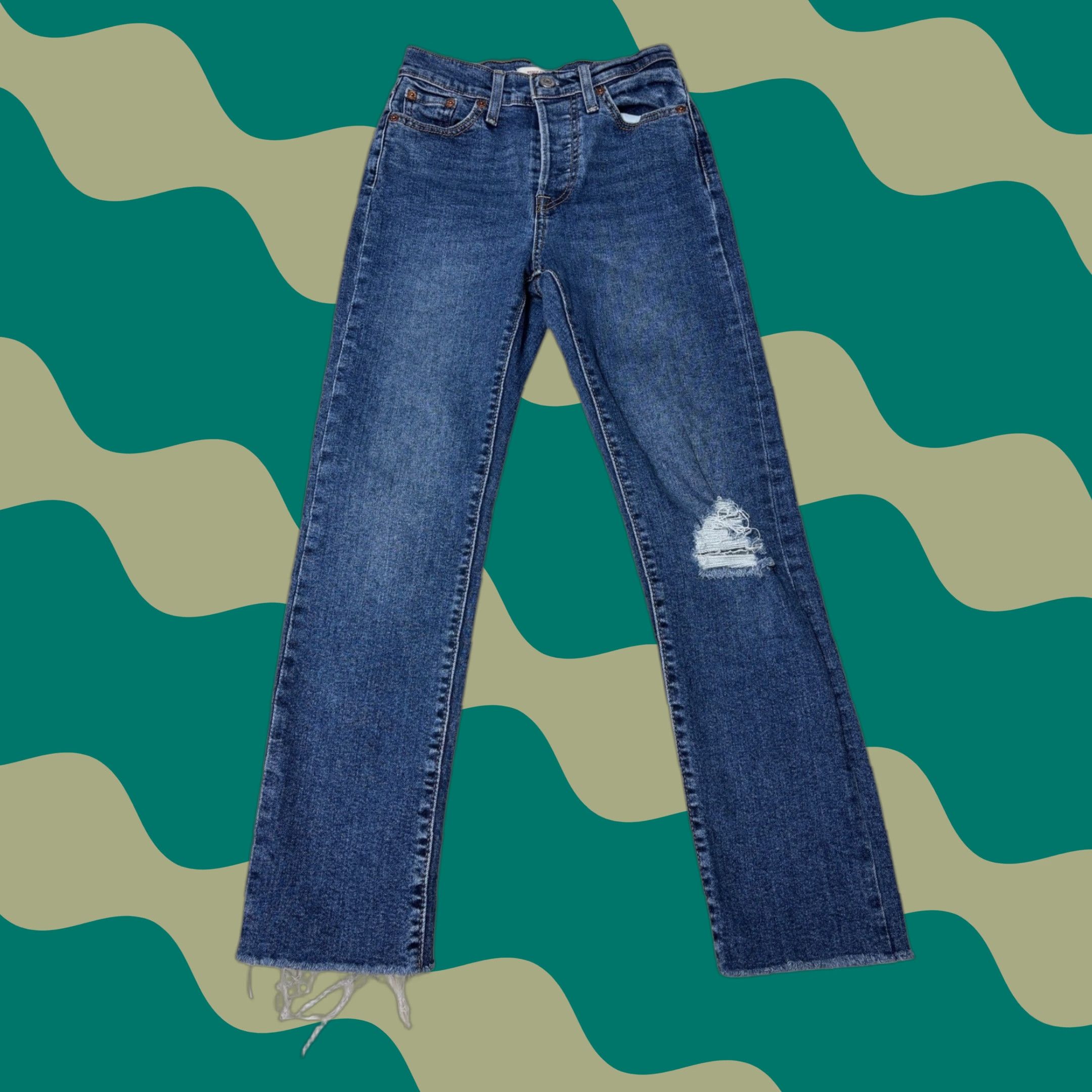 Levi's VINTAGE Levi Strauss Wedgie Straight Jeans Distressed Medium Wash Women's 25 Size 42" / US 20 - 1 Thumbnail