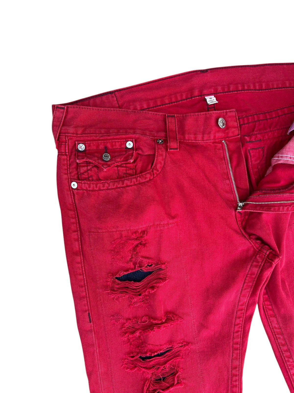 True Religion Vintage True Religion Distressed Red Denim Straight Jeans Size US 42 / EU 58 - 6 Thumbnail