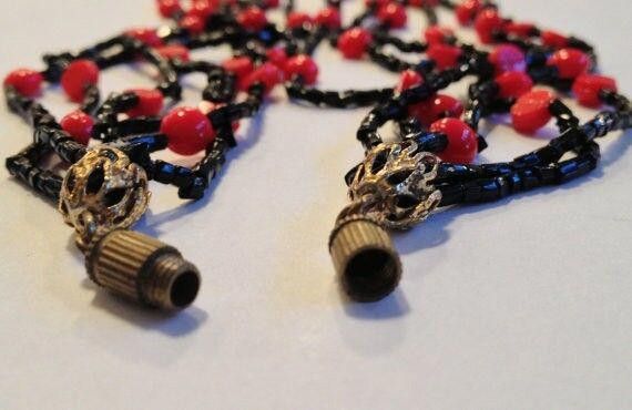 Handmade Multi Strand Red & Black French Jet Glass Bead Necklace Size ONE SIZE - 5 Thumbnail