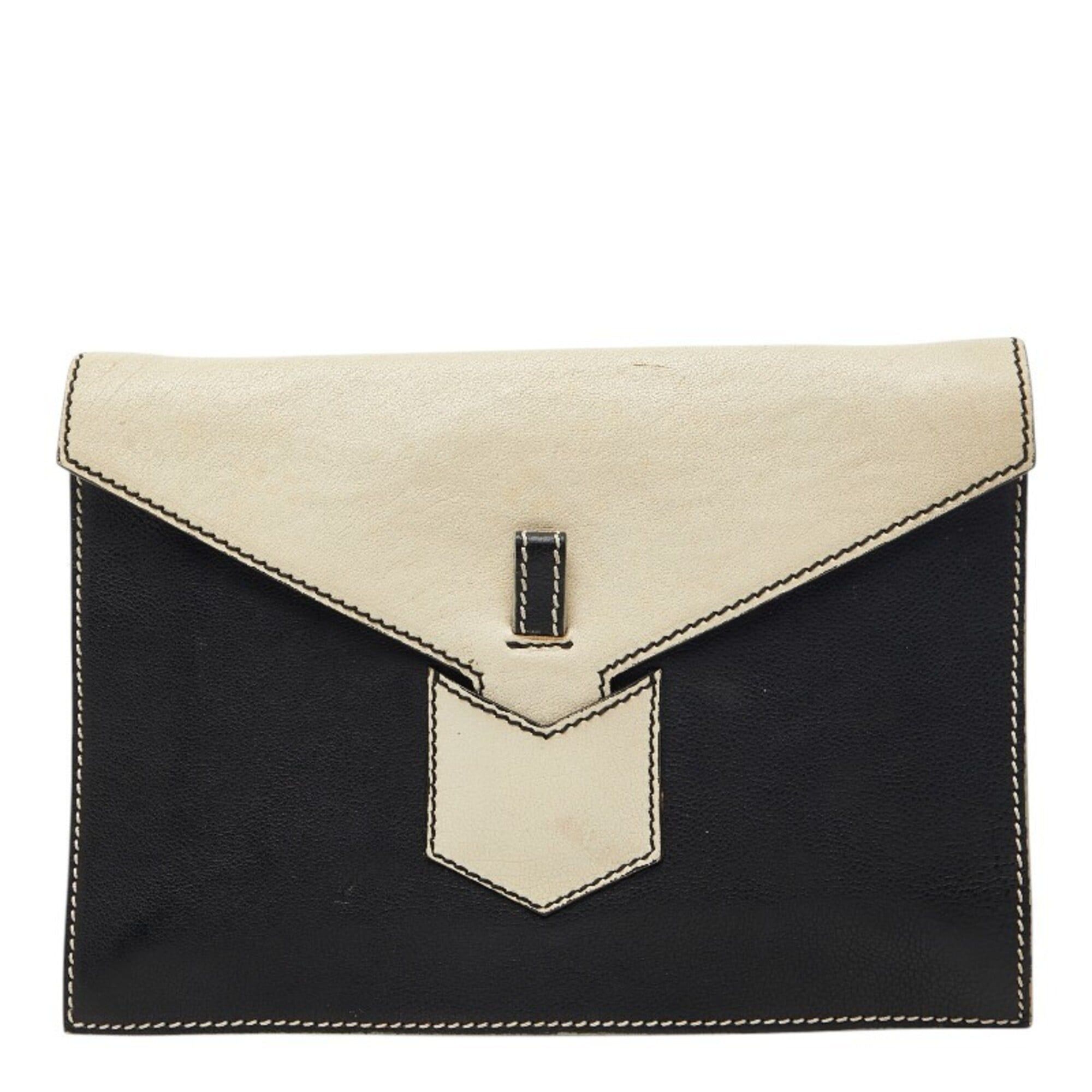 Saint Laurent Paris Saint Laurent Bicolor Clutch Bag Second 233455 White Black Leather Women's SAINT LAURENT Size ONE SIZE - 1 Thumbnail