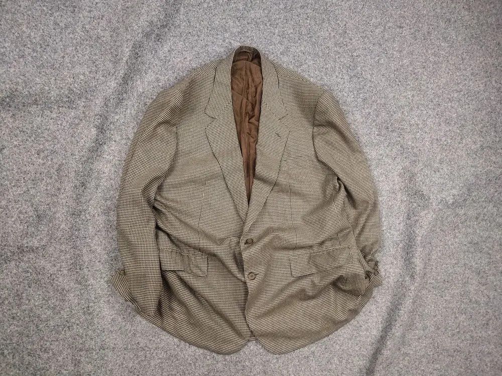 Brioni Brioni Vintage Houndstooth pattern Wool Beige Blazer Jacket Size US L / EU 52-54 / 3 - 1 Thumbnail