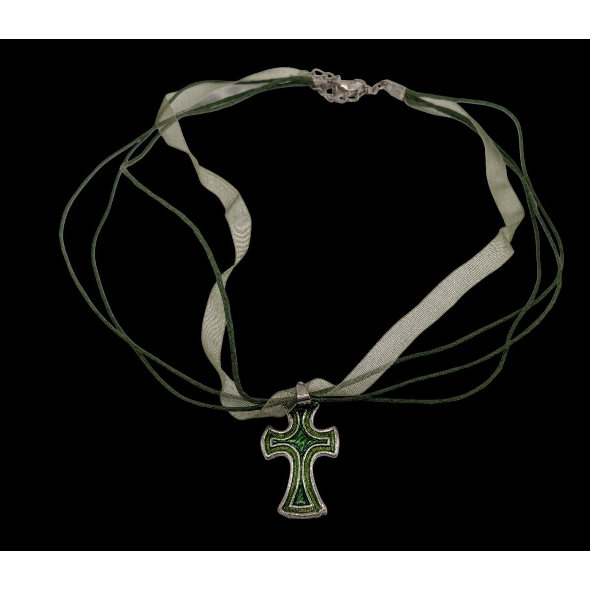 Other Whimsygoth Religious Green Cross Pendant Necklace Size ONE SIZE - 2 Thumbnail