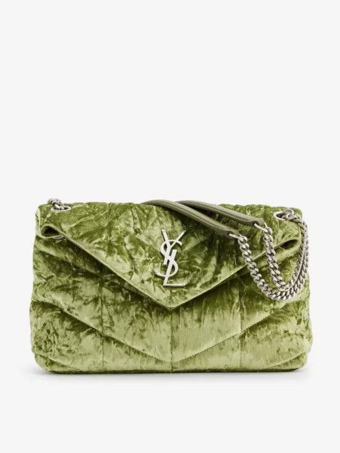 Saint Laurent Paris o1bcso1str1124 Size: OS/ Small Velvet Puffer Bag in Avocado Size ONE SIZE - 1 Thumbnail