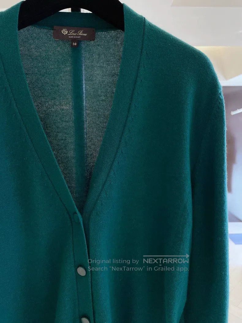 Loro Piana LORO PIANA Emerald Green Cashmere Knit Cardigan Size XS / US 0-2 / IT 36-38 - 3 Thumbnail