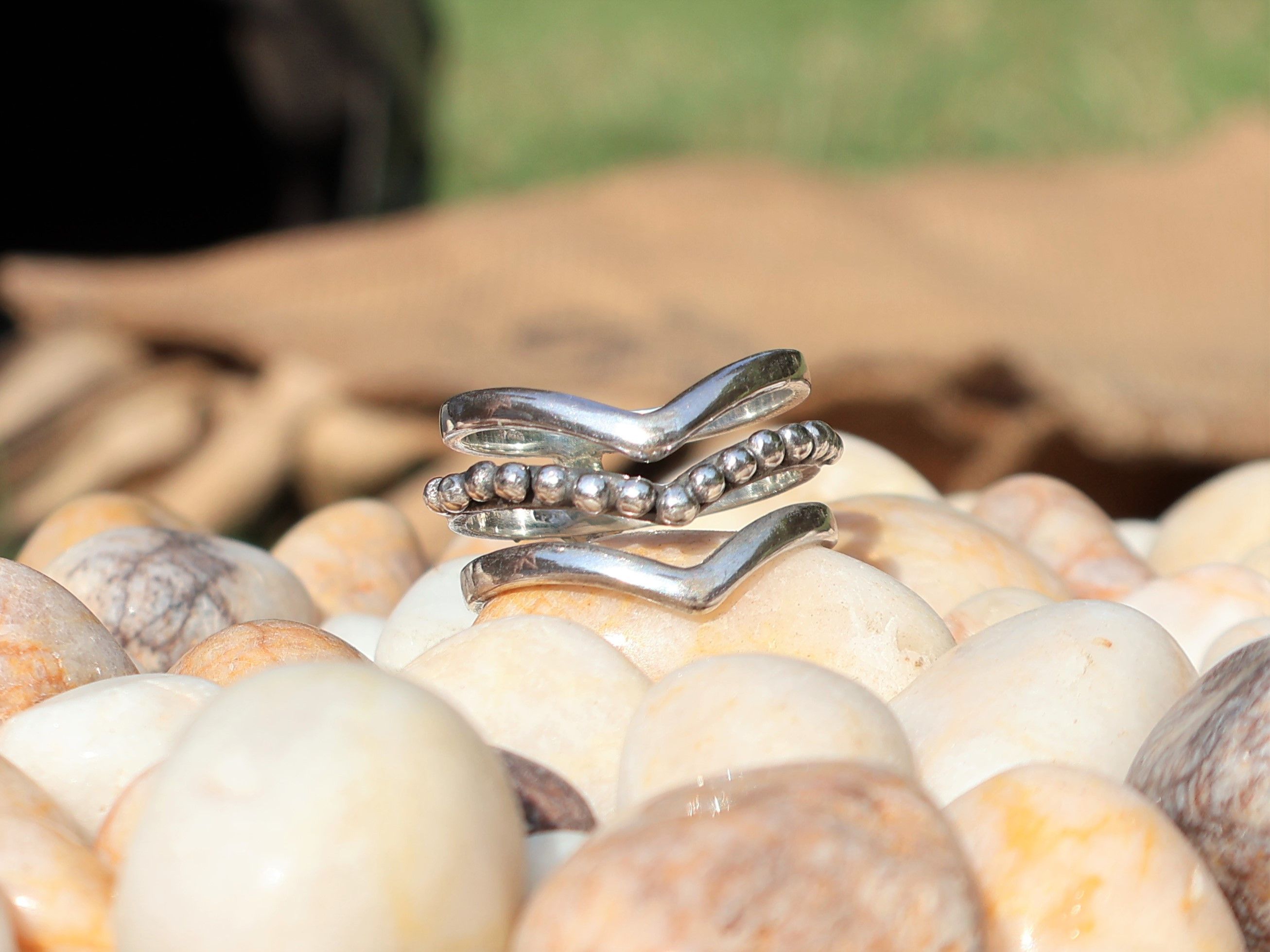 Handmade Tirple Layer Stacking Ring, Sterling Silver Handmade Band, Size ONE SIZE - 1 Thumbnail
