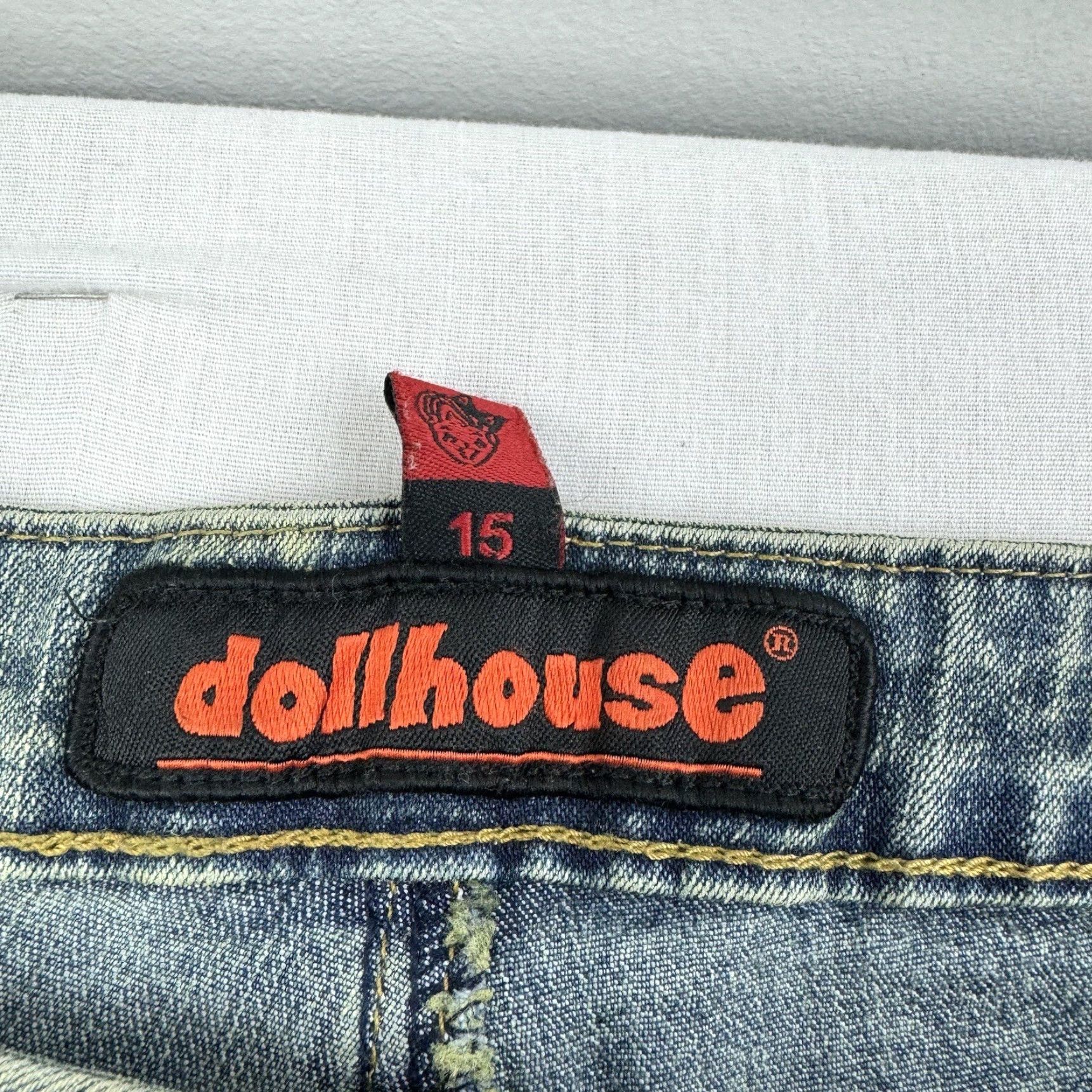 Vintage VINTAGE Dollhouse Women's Jeans Flared Mid Rise 15 Blue Grunge Y2K Punk Skater Size 36" / US 14 / IT 50 - 6 Thumbnail