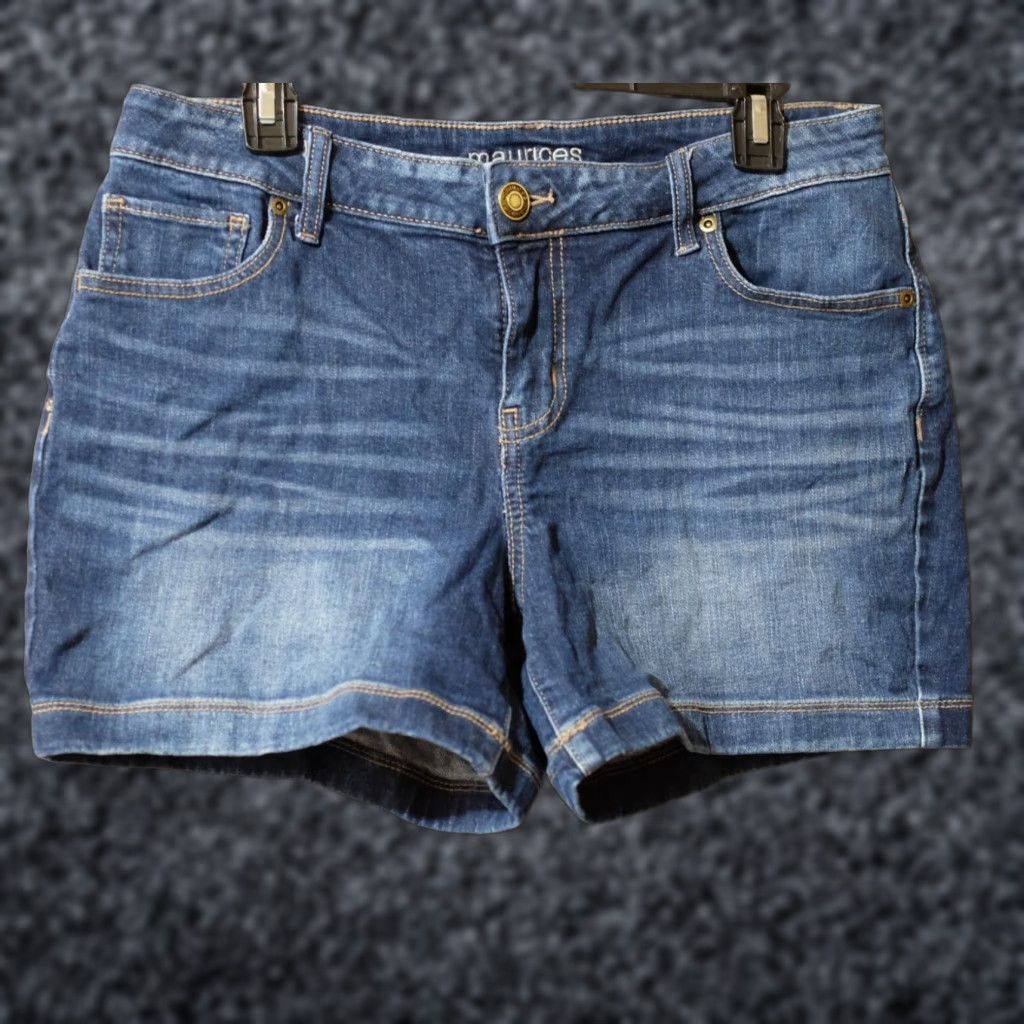 Vintage Maurices Denim Shorts Mid-Rise Stretch Dark Wash Women's 10 Blue 5-Pocket Design Regular Womens Shorts Mid Rise Stretch Denim 10, Maurices Size 24" / US 00 / IT 34 - 1 Thumbnail