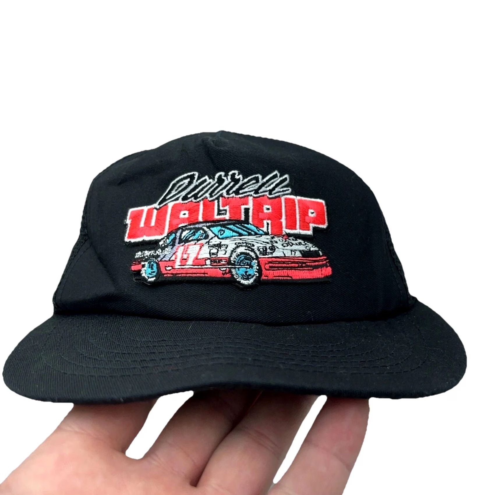 NASCAR VINTAGE Nascar Darrel Waltrip Patch Trucker Hat Cap Snapback USA Black 80s 90s Men Size ONE SIZE - 4 Thumbnail