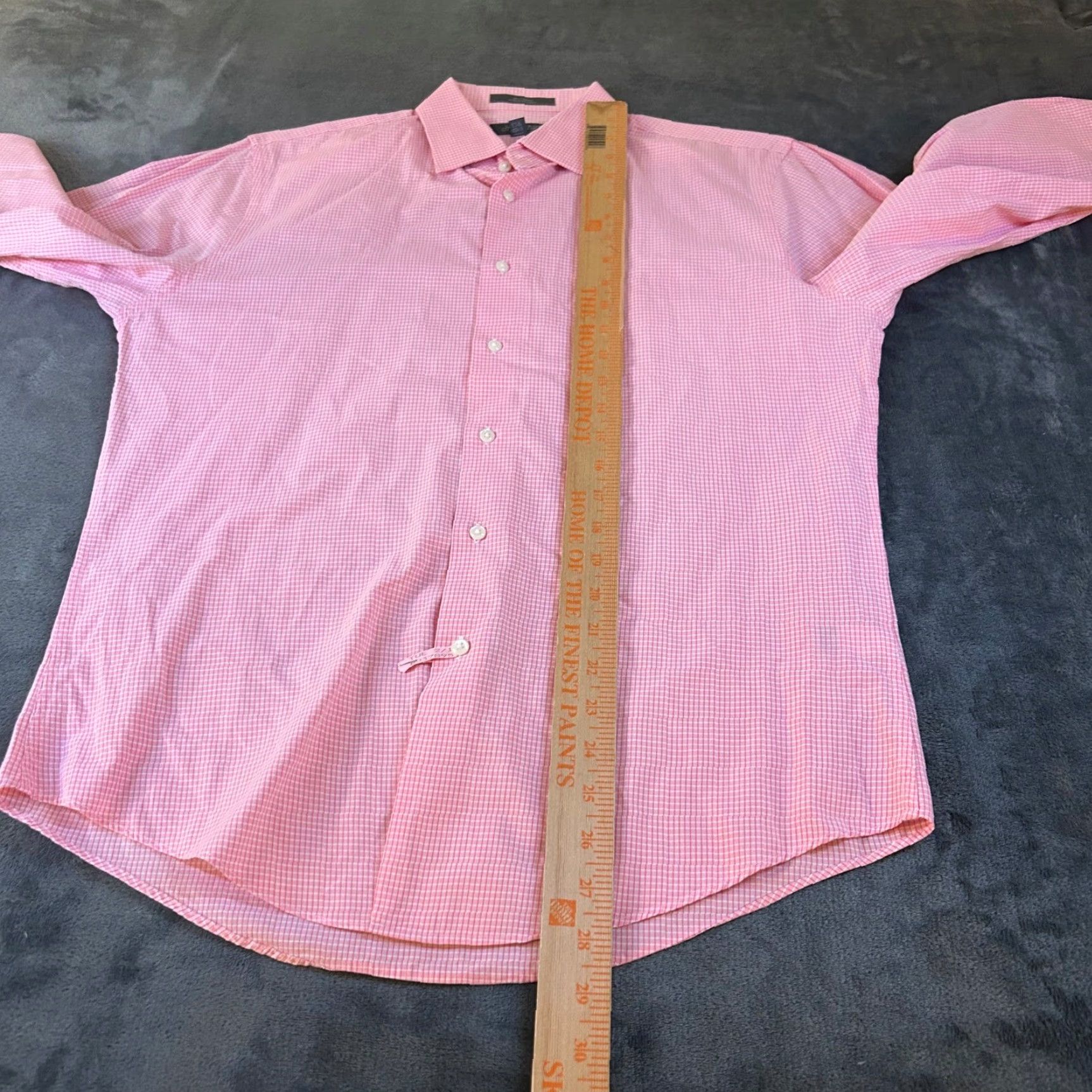 Nordstrom Nordstrom Dress Shirt Pink Gingham Check Trim Fit Long Sleeve Mens 15 1/2 Size 42R - 6 Thumbnail