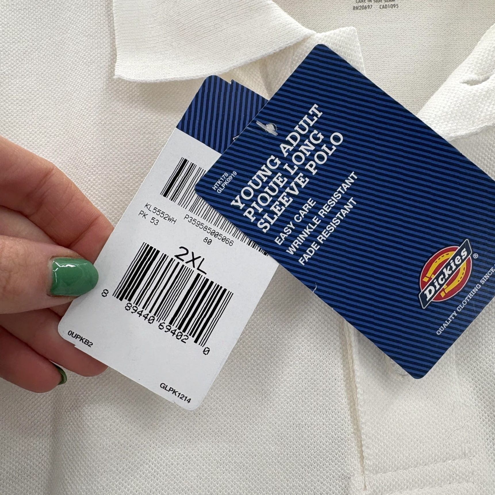 Dickies Dickies Polo Shirt Mens 2XL White Long Sleeve Pique Easy Care Work Uniform NWT Size US XXL / EU 58 / 5 - 5 Thumbnail