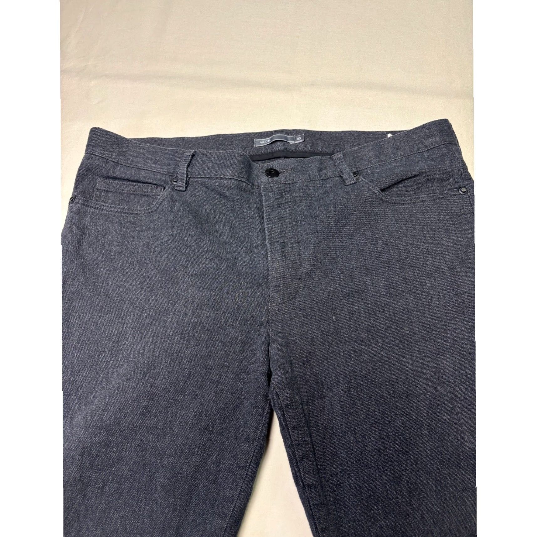 Vince Vince Pants Mens Dark Indigo Straight Leg 33x27 Cotton Blend Denim 5-Pocket Made in USA Size US 36 / EU 52 - 2 Thumbnail