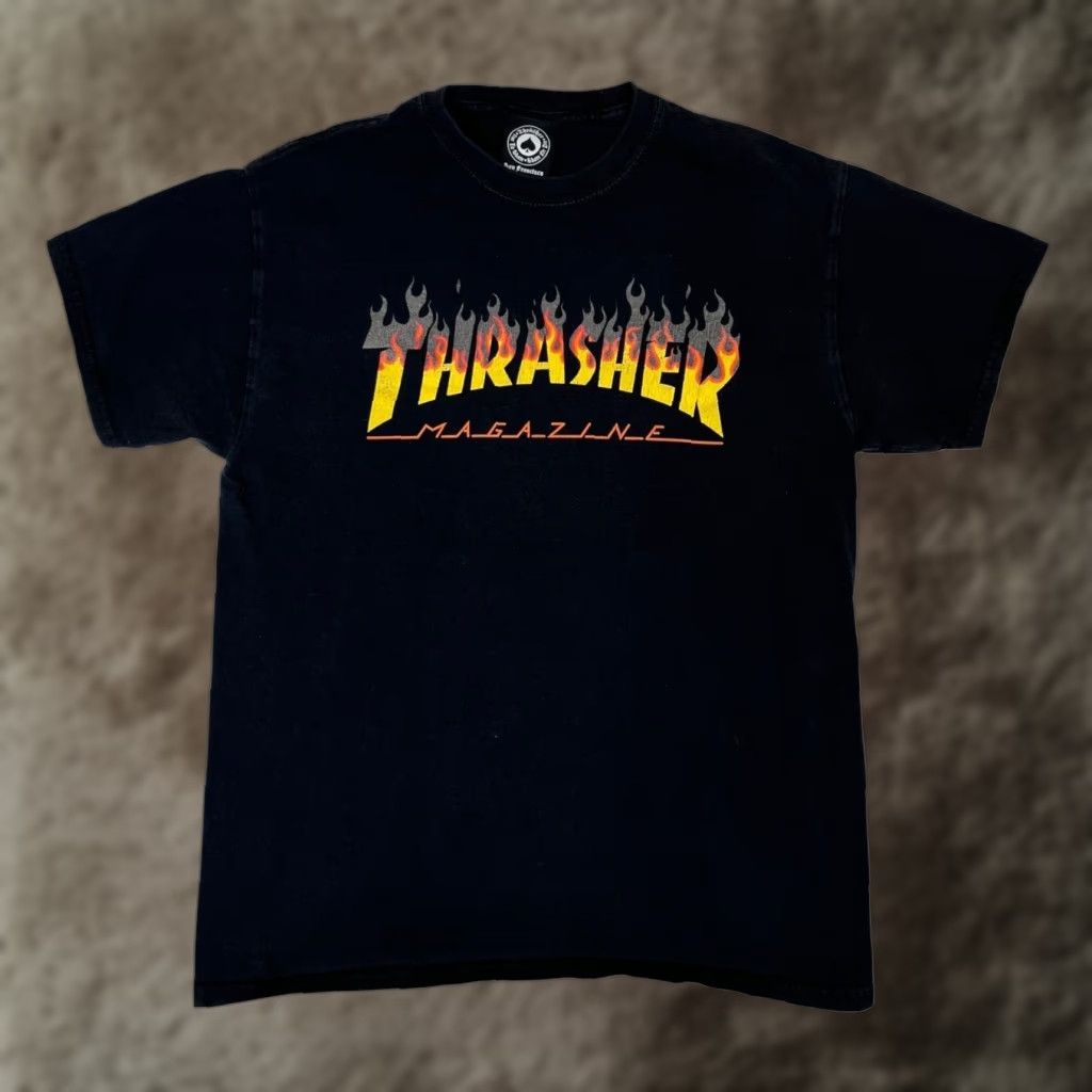 Thrasher VINTAGE Thrasher T-Shirt Black Cotton 90s Logo Crew Neck Short Sleeve Size M Men Fall Summer Spring Y2K Flame Spell Out Size US M / EU 48-50 / 2 - 1 Thumbnail