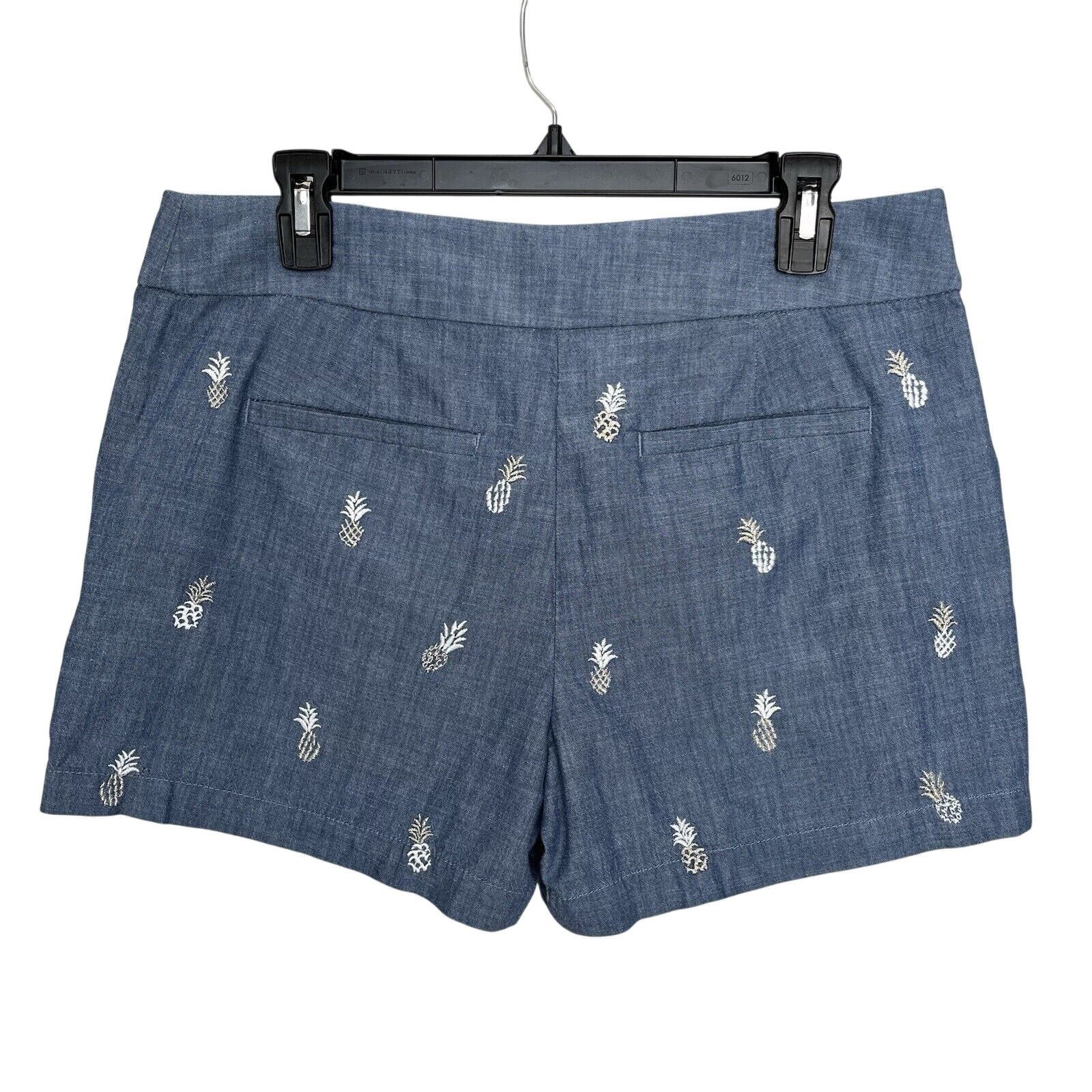 Loft Loft | Blue Chambray Pineapple Embroidered Rivera Shorts Size 28" / US 6 / IT 42 - 4 Thumbnail