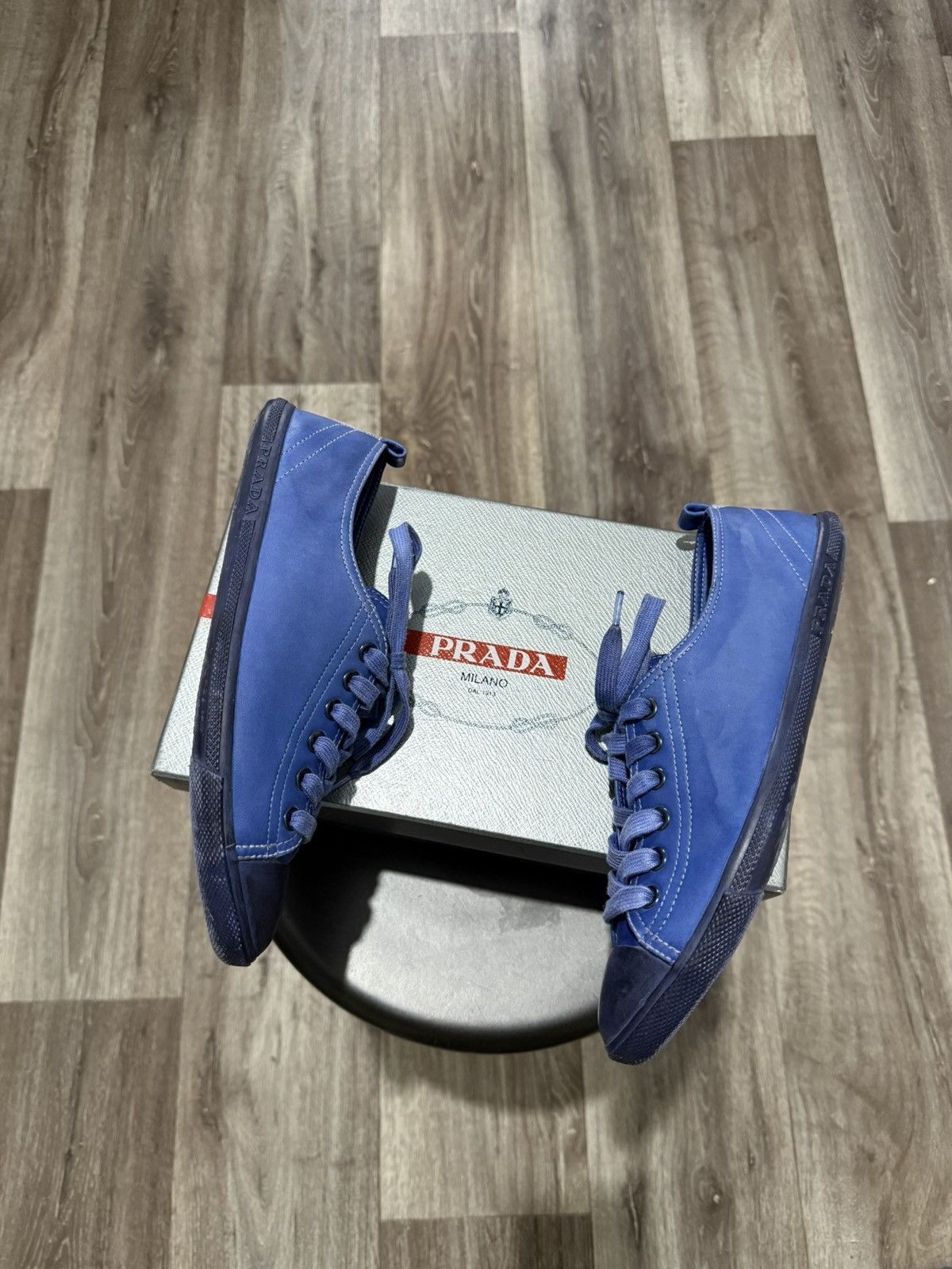 Prada NEW PRADA LEATHER SNEAKERS LOW-TOP BLUE RARE CHANGE COLOR Size US 8 / IT 38 - 3 Thumbnail