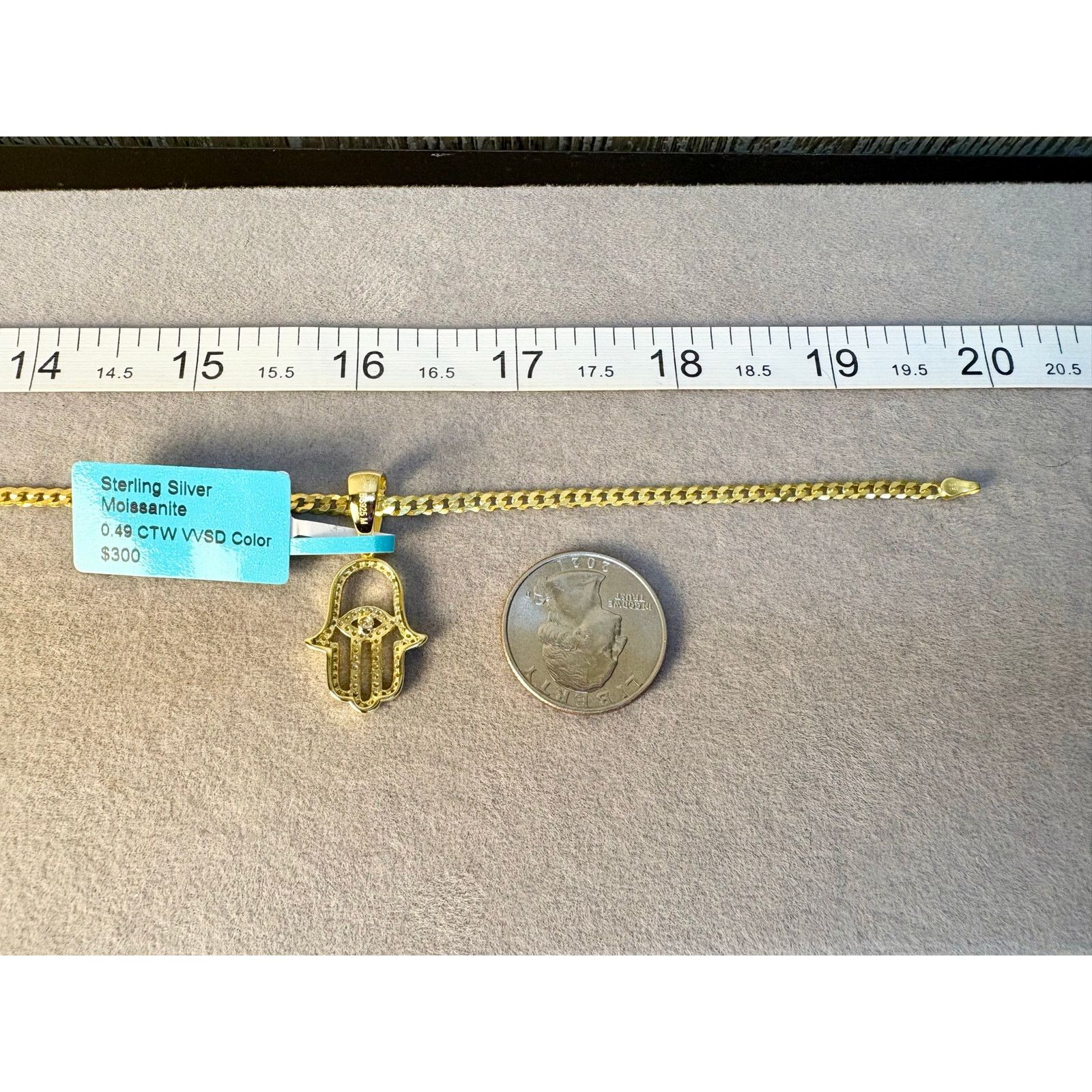Jewelry NWT .5ct Moissanite Hamsa Vermeil Gold over 925 Necklace Size ONE SIZE - 4 Thumbnail