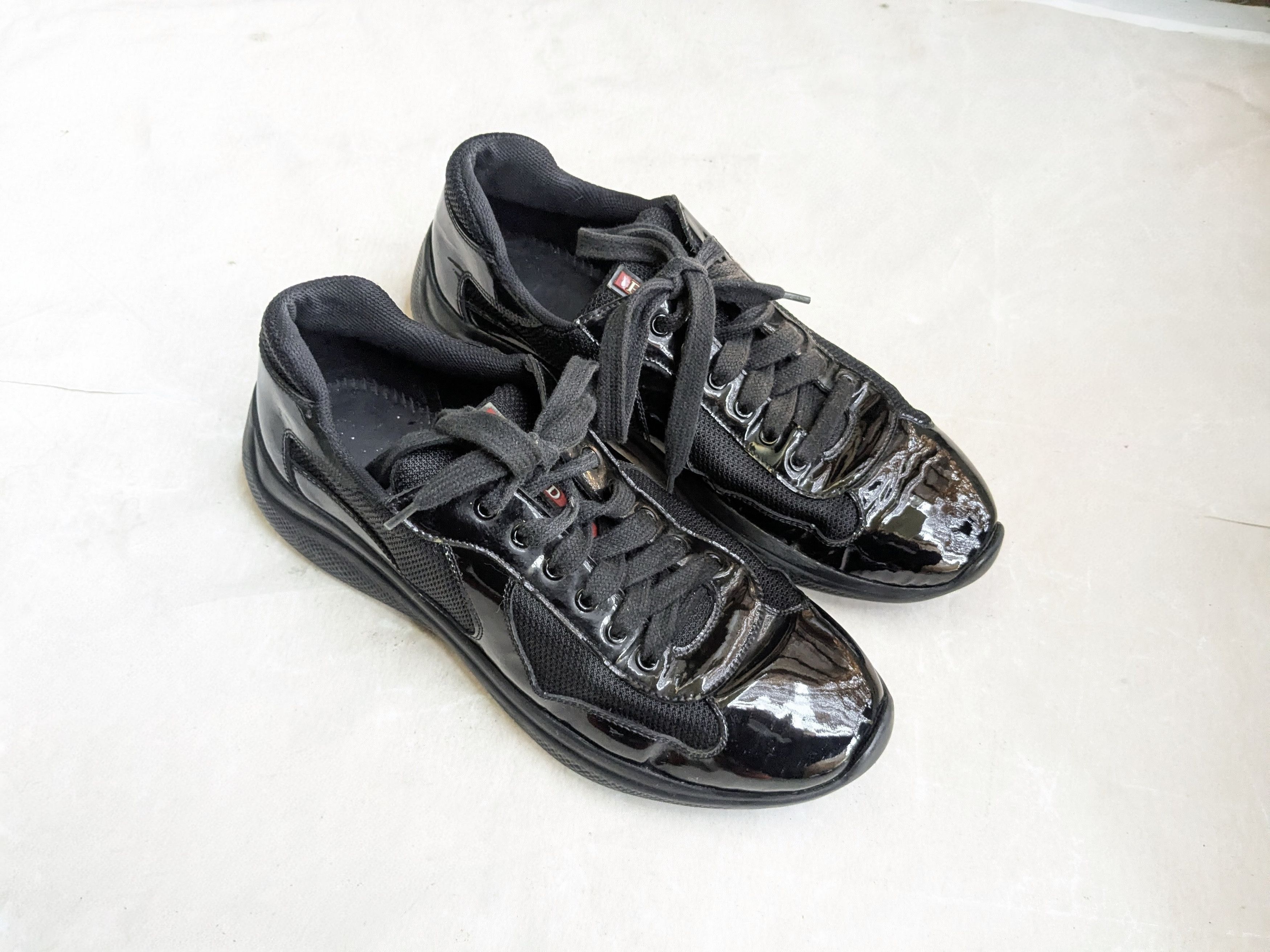 Prada Prada America's Cup Sneakers Black Patent Leather 10 Red Size US 10 / EU 43 - 1 Thumbnail