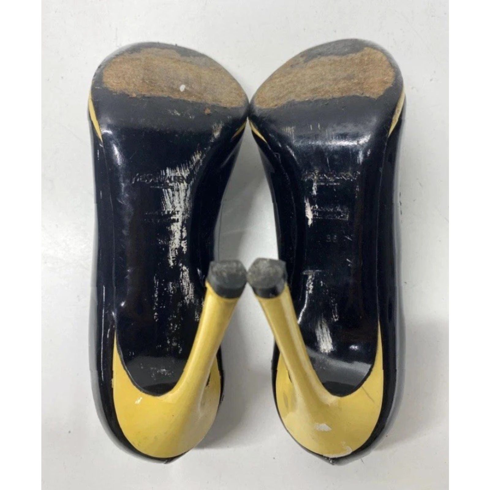 Yves Saint Laurent Women’s Yves Saint Laurent YSL Designer Black Suede/Golden High Heels Size 5.5 Pump Leather Black Womens 5.5 YSL Size US 6 / IT 36 - 6 Thumbnail