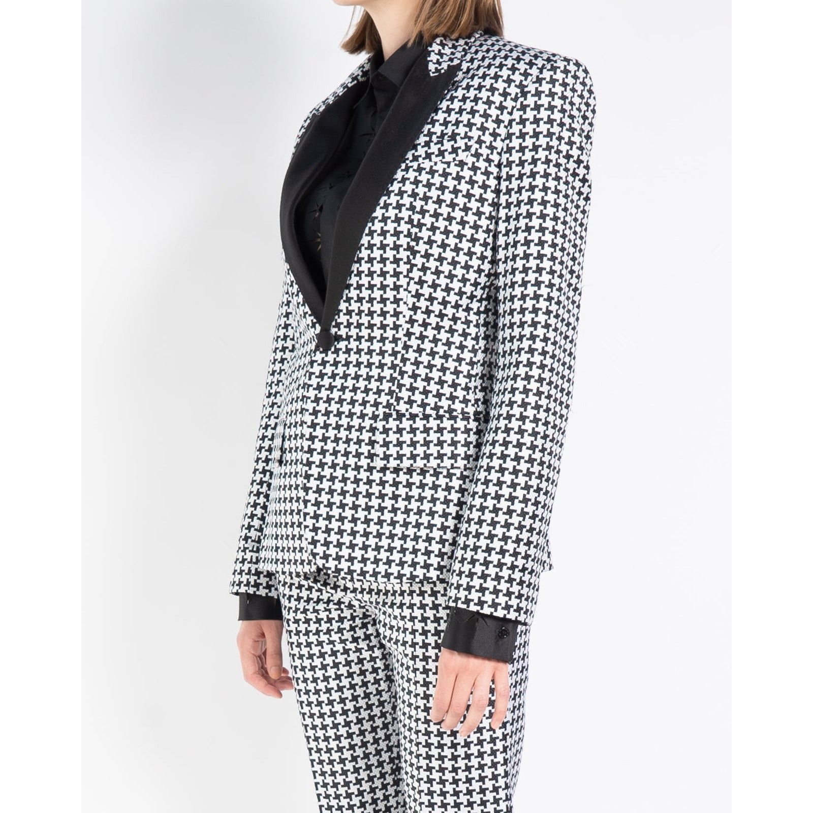 Haider Ackermann SS19 Classic Blazer in Houndstooth Silk Jacquard Size S / US 4 / IT 40 - 3 Thumbnail