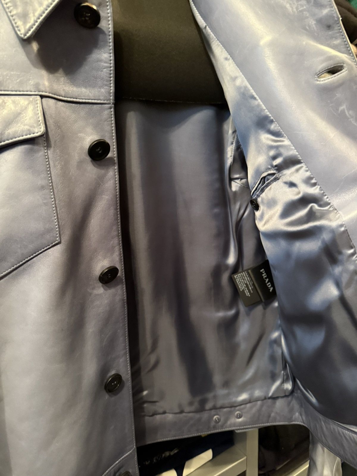 Prada HOLY GRAIL - Prada Runway Baby Blue Dream Leather Jacket 🏆 Size US L / EU 52-54 / 3 - 4 Thumbnail