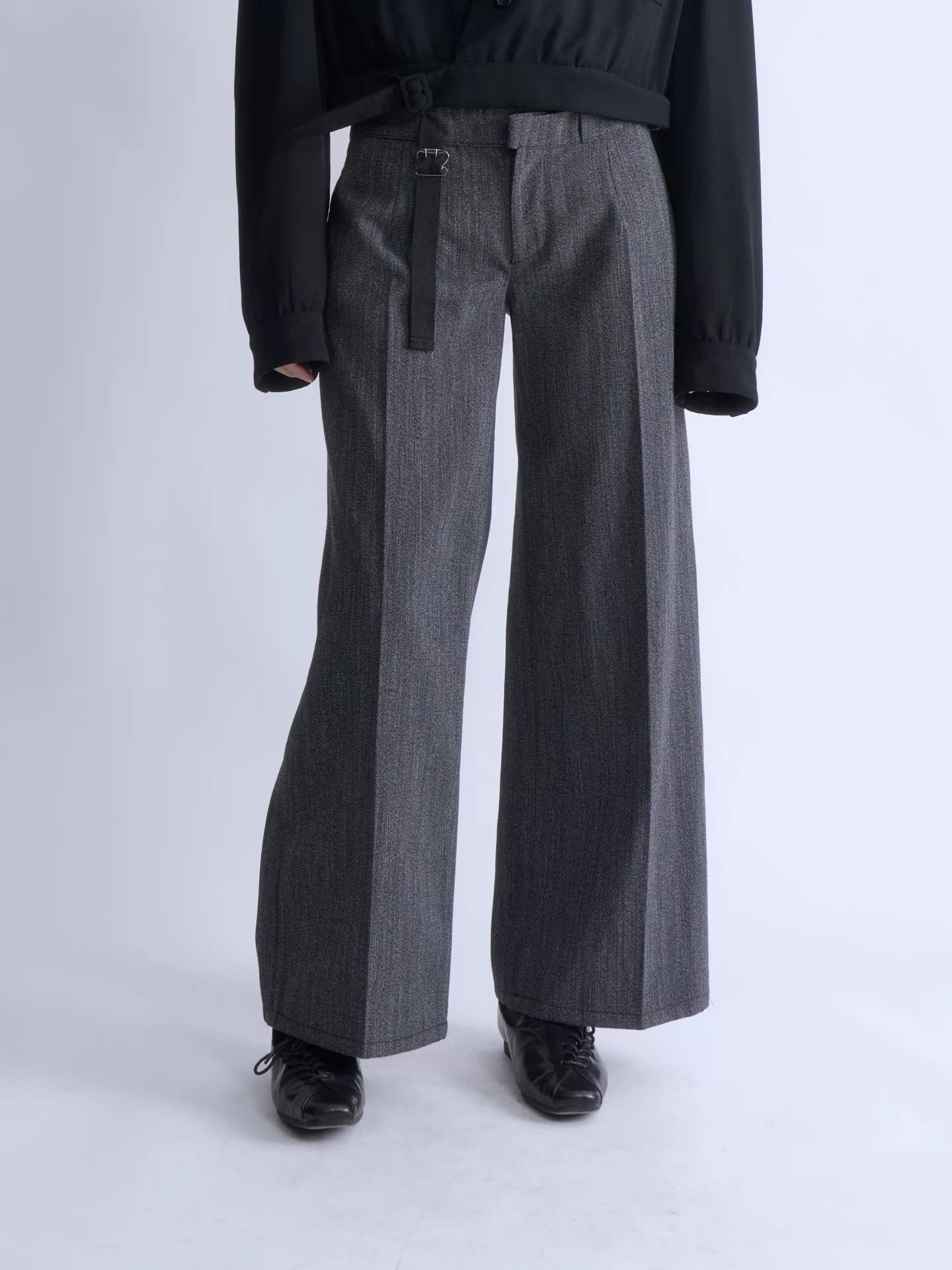 Miu Miu MIU MIU 90s-00s Gray Wool-Blend Neutral Tailored Trousers 38 Size 26" / US 2 / IT 38 - 2 Thumbnail