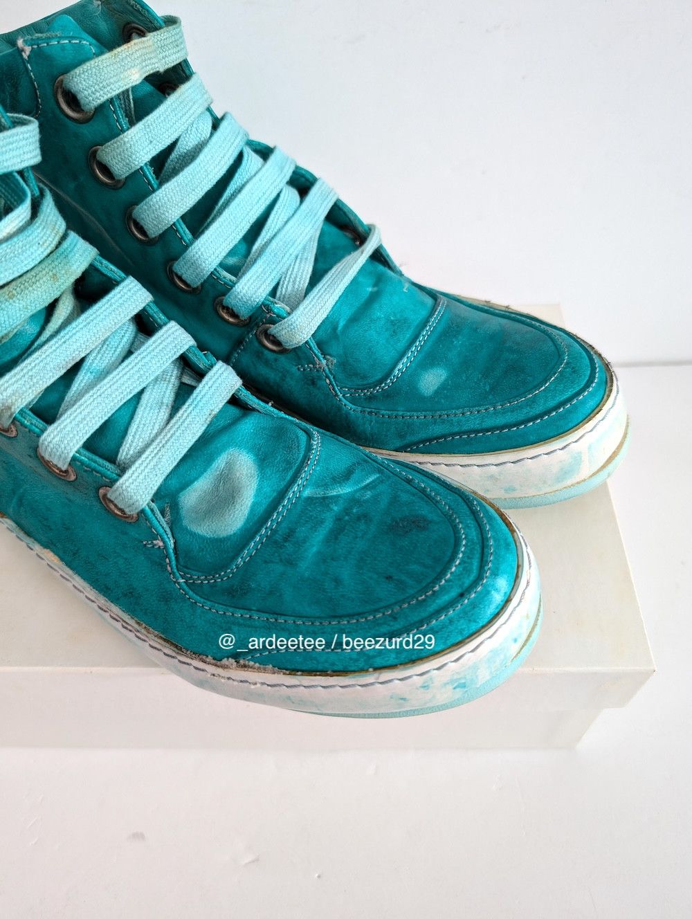 A1923 *NEW* OIL CAVALLO HIGH TOP SNEAKERS MINT Size US 7 / IT 37 - 6 Thumbnail