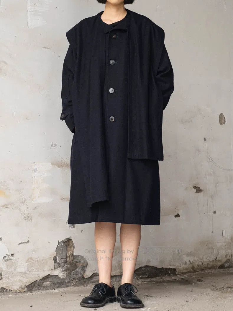 Comme des Garcons Comme Des Garcons Navy blue asymmetric sailor collar coat Size M / US 6-8 / IT 42-44 - 2 Thumbnail
