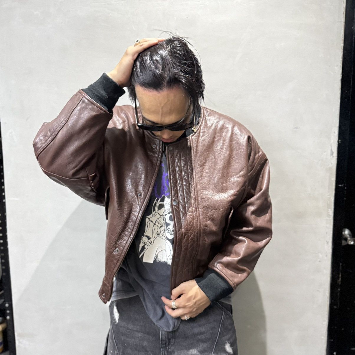 Issey Miyake vintage leather bomber jacket issey miyake durban intermezzo Size US M / EU 48-50 / 2 - 4 Thumbnail