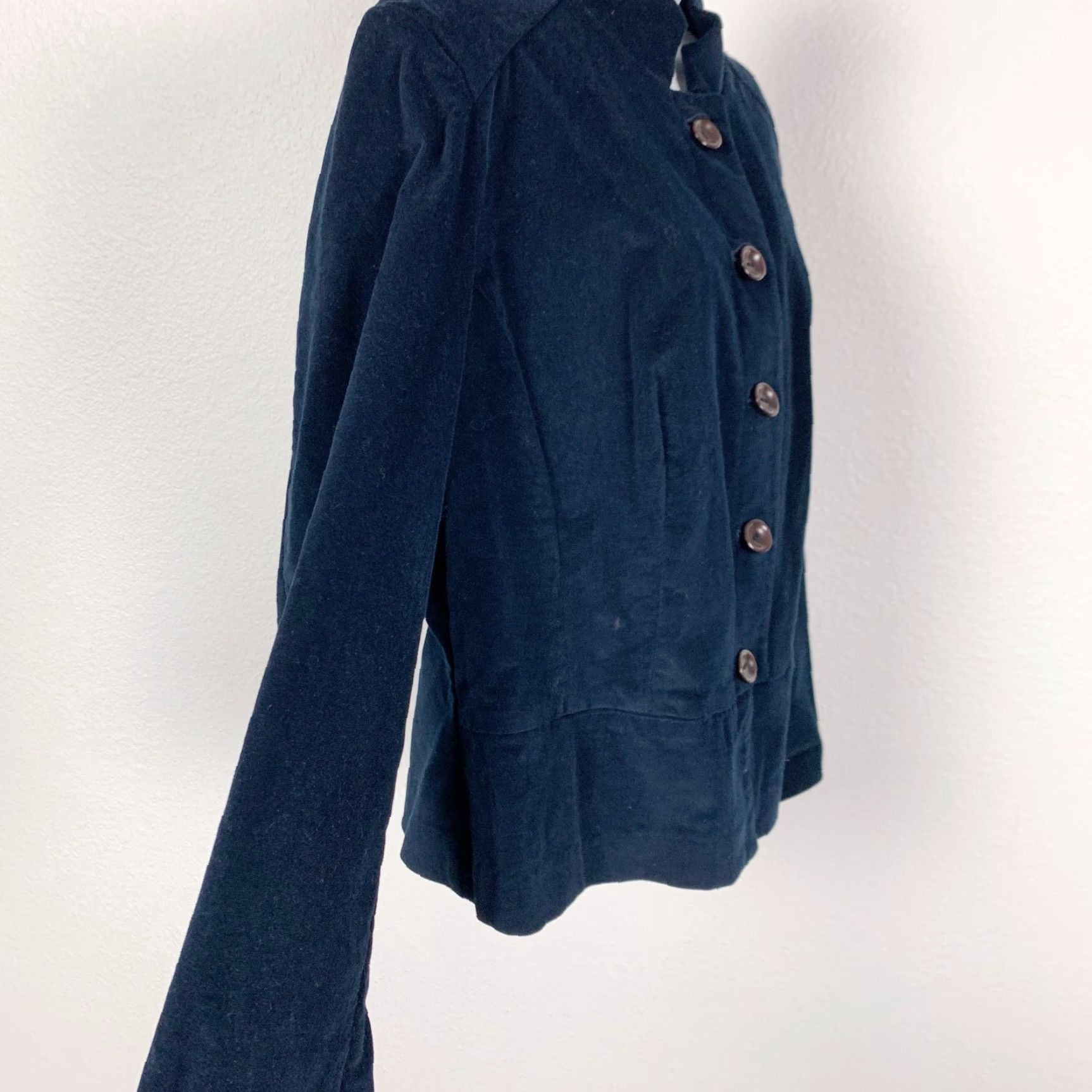 Talbots VINTAGE Talbots Blue Equestrian Velvet Flare Waist Short Button Jacket 14P Size 36" / US 14 / IT 50 - 3 Thumbnail