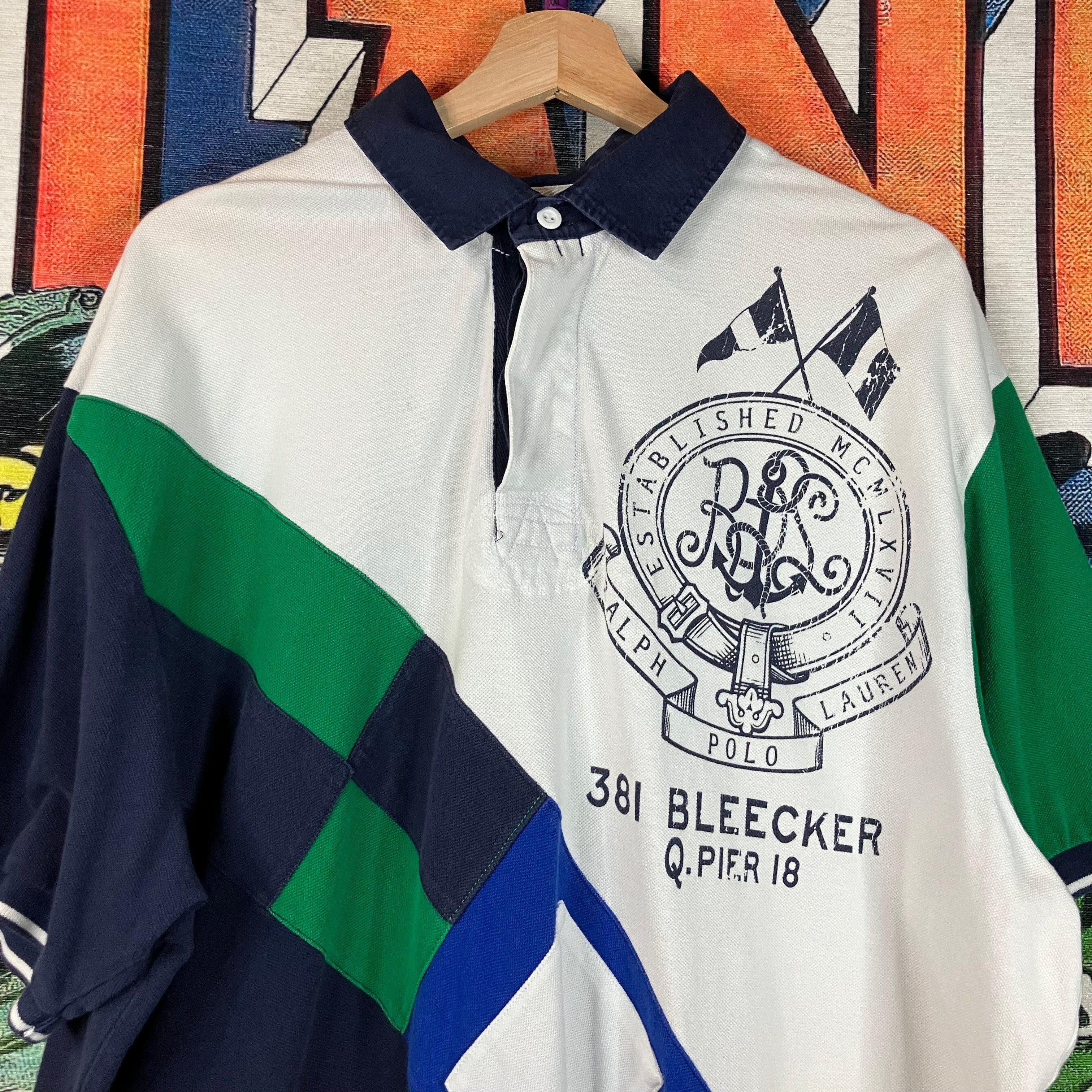 Polo Ralph Lauren × Vintage Polo Ralph Lauren 381 Bleecker Q Pier 18 Flag Logo Polo Size US XXL / EU 58 / 5 - 4 Thumbnail