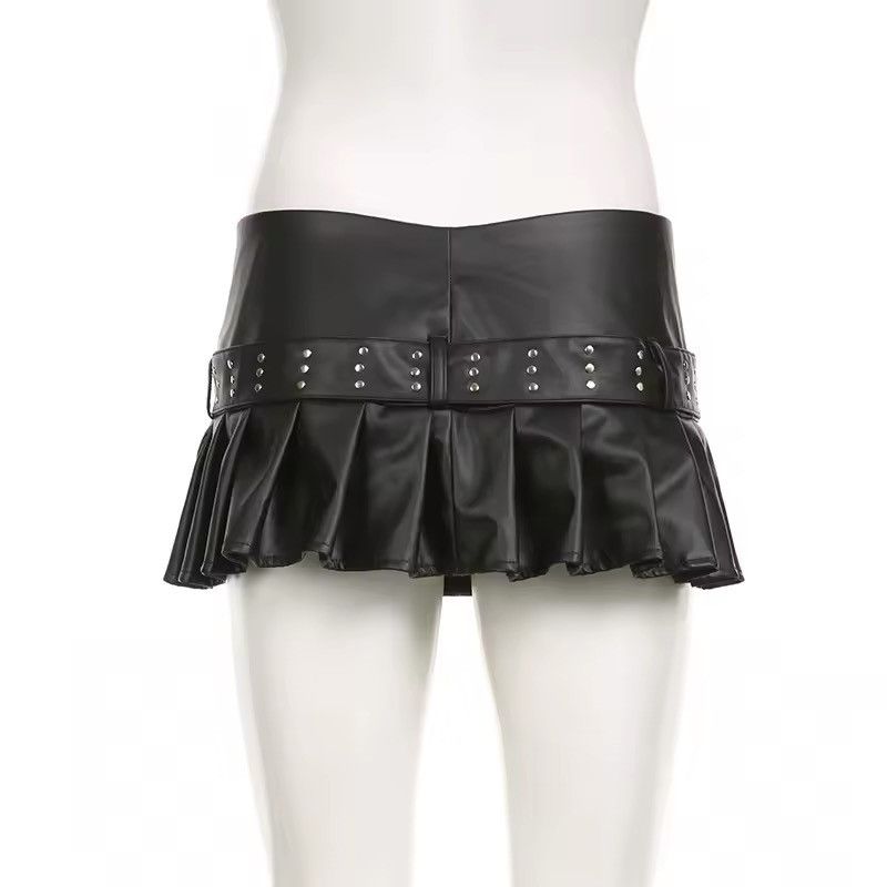 Designer PU Leather Dark Hotsweet Style Gothic Punk Skirt Size 30" / US 8 / IT 44 - 5 Thumbnail
