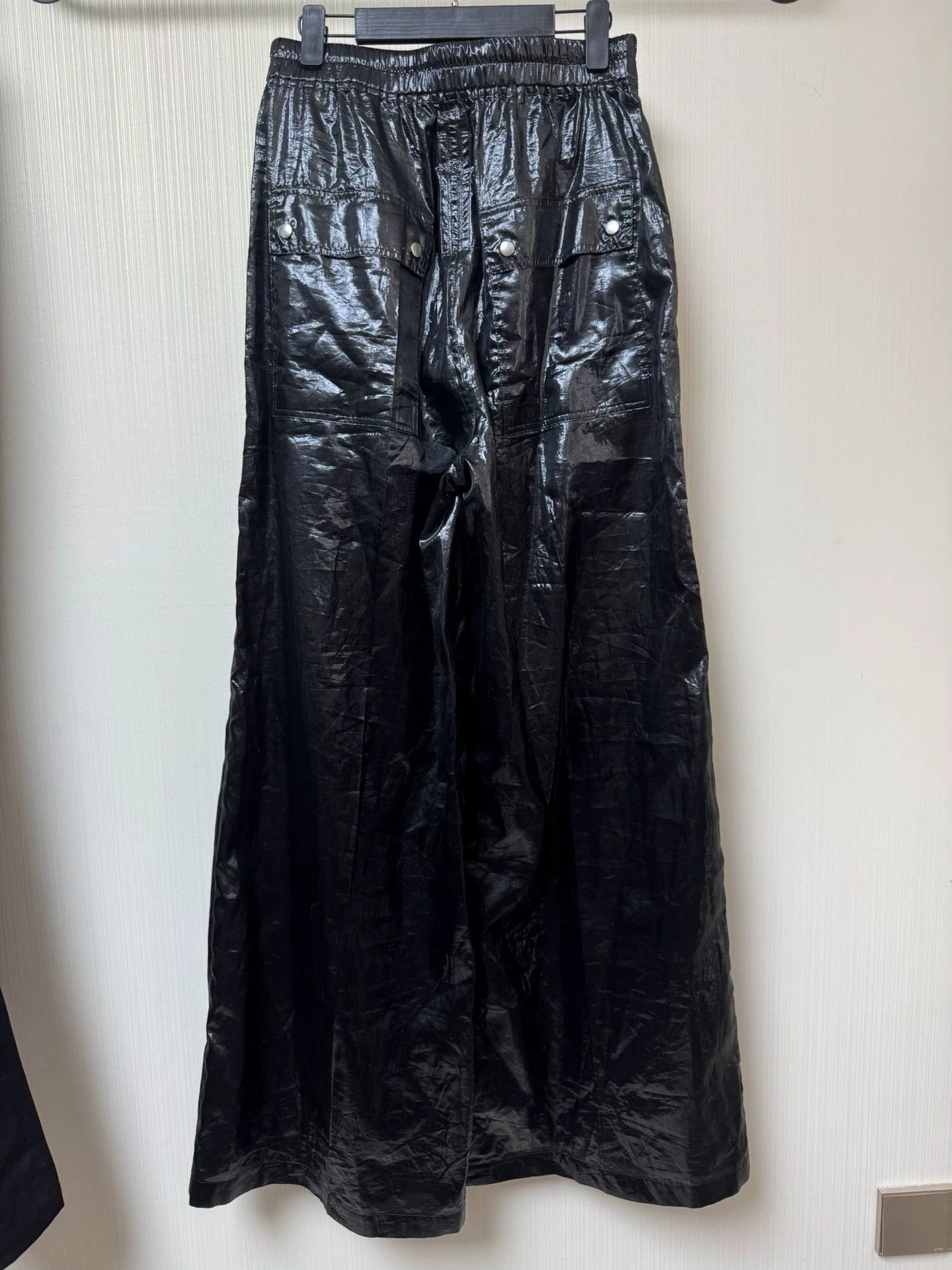 Rick Owens Rick Owens 20ss Shiny Bela Wide Leg Black Pant 48 Size US 39 - 2 Thumbnail