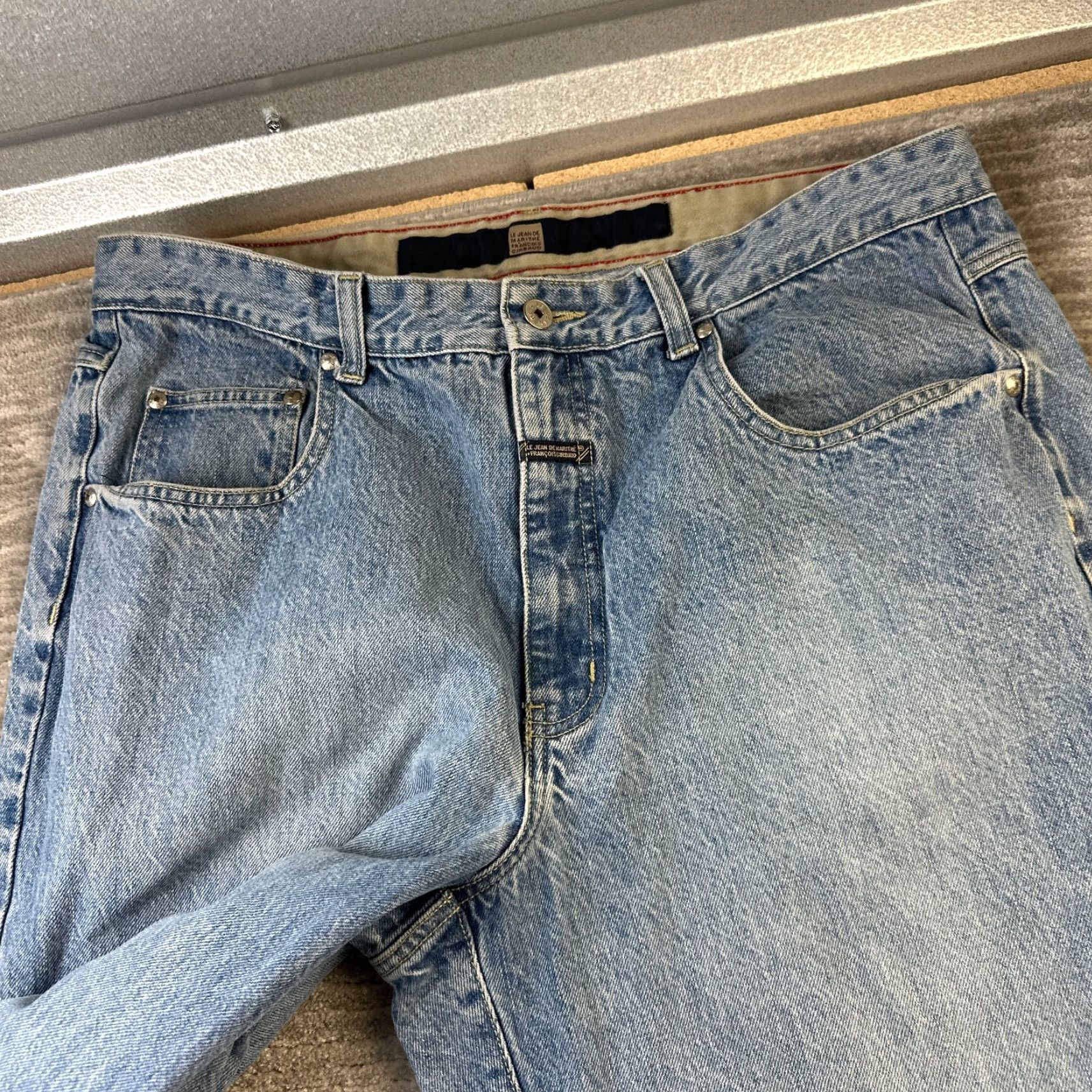 Denime VINTAGE Girbaud Jeans Mens 36x31 Denim Pants Y2K 90s Baggy Wide-Leg Distressed Logo Embroidered Blue 5-Pocket USA Grunge 90s Mens Size US 36 / EU 52 - 4 Thumbnail