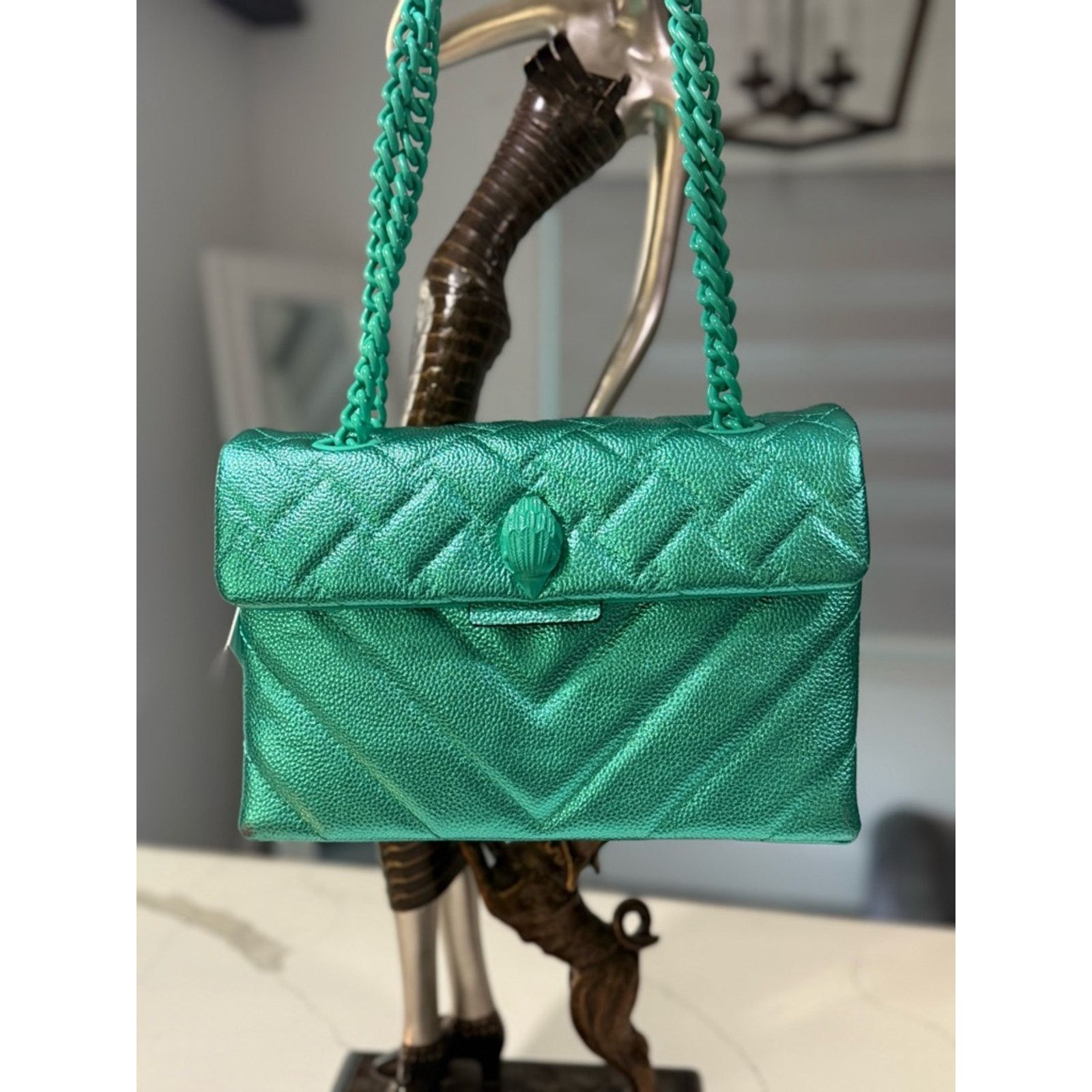 Kurt Geiger Kurt Geiger London Kensington Drench NWT! Metallic Green Size ONE SIZE - 8 Thumbnail