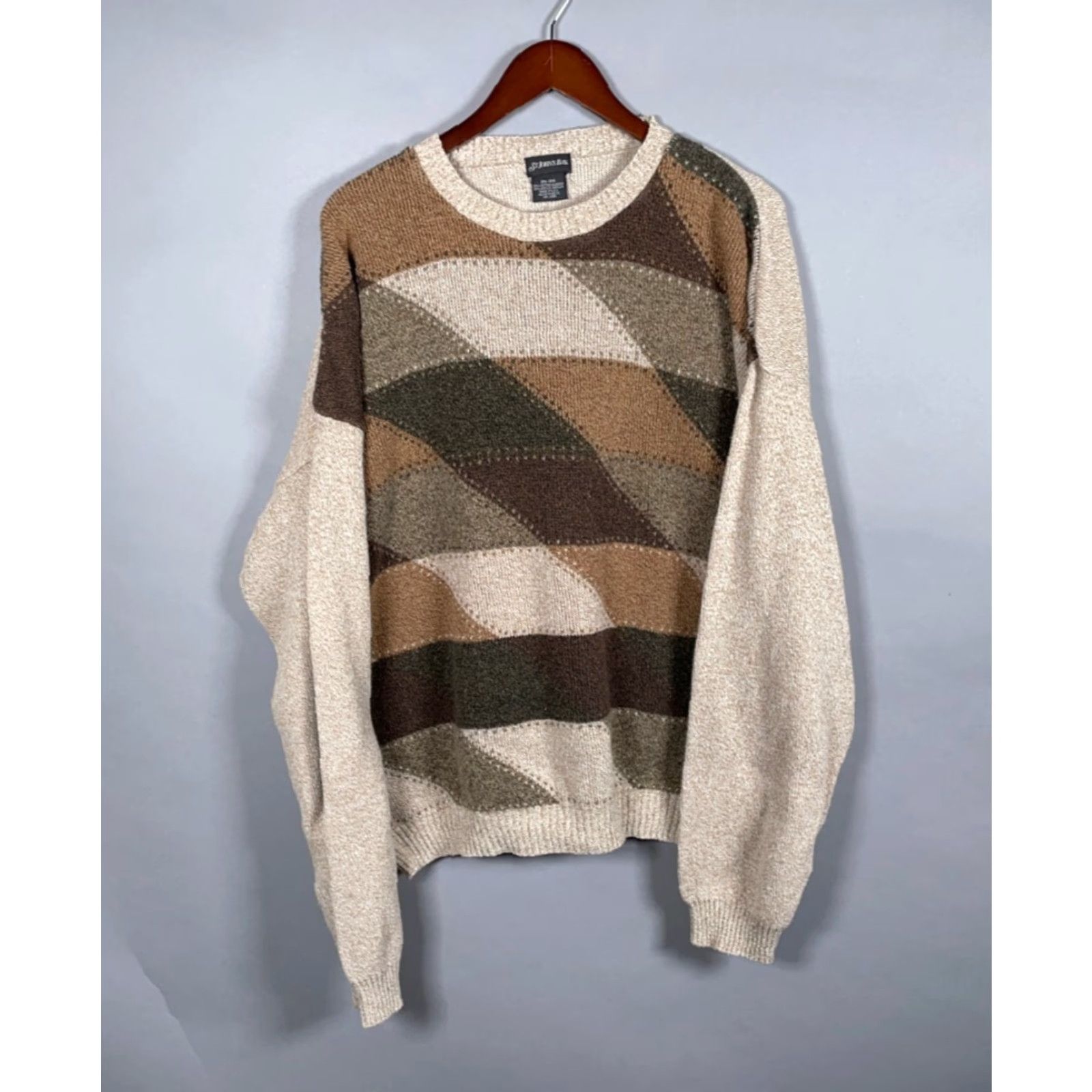 Vintage VINTAGE St. John's Bay Sweater Adult 2XL Beige Geometric Pattern Crew Neck Knit Pullover 90s Dad Retro USA Made Mens Size US XXL / EU 58 / 5 - 2 Thumbnail