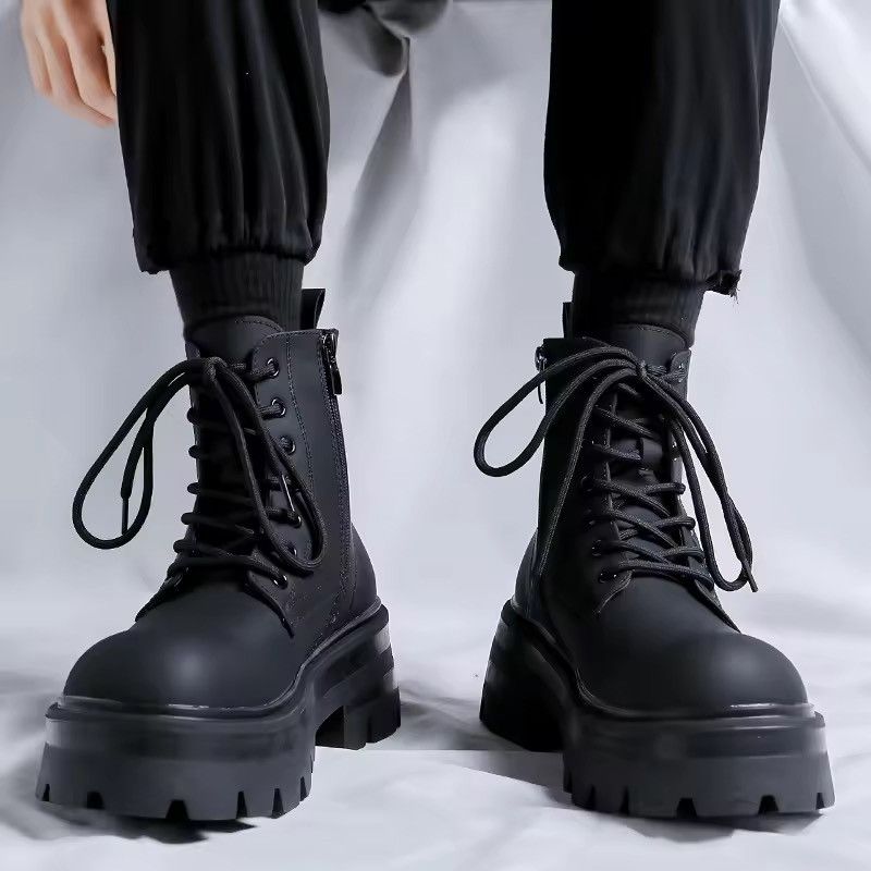Japanese Brand Split Leather Chunky Sneakers - Black - Low Top Size US 10 / EU 43 - 8 Thumbnail