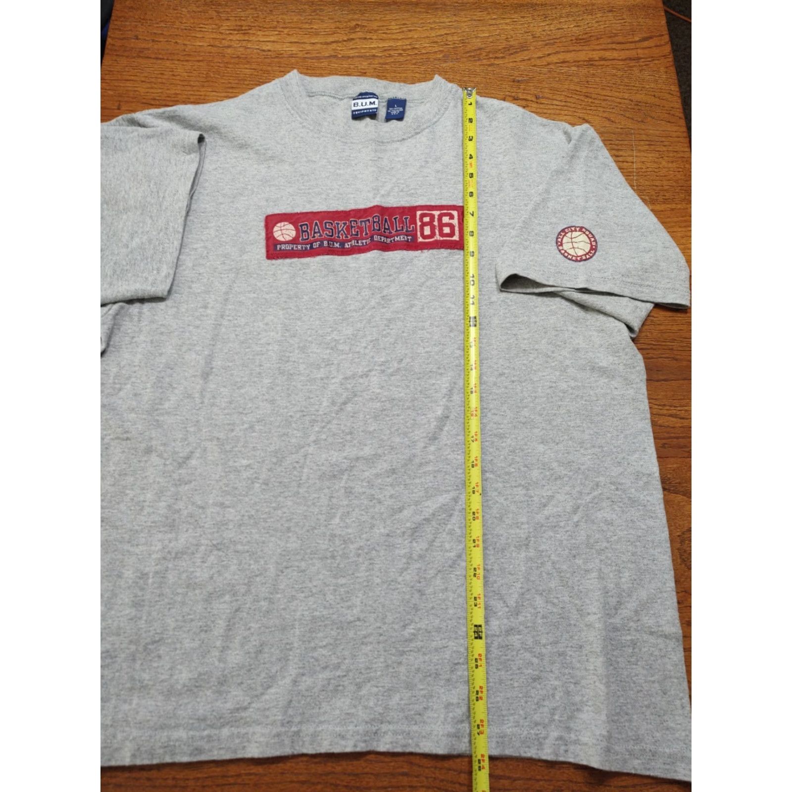 Vintage B.U.M. Equipment Basketball Gray T-Shirt Adult Large Tee USA Made Regular Unisex Mens Womens 90s Hip Hop Sports Shirt Size US L / EU 52-54 / 3 - 6 Thumbnail