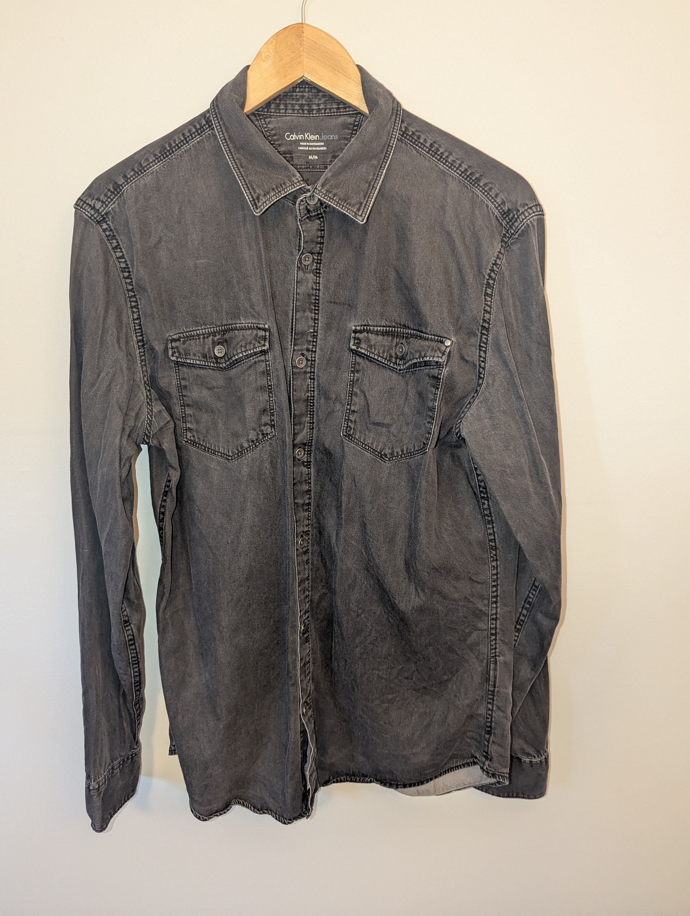 Calvin Klein Men's Calvin Klein Black Denim Button-Up Shirt Size US M / EU 48-50 / 2 - 1 Thumbnail