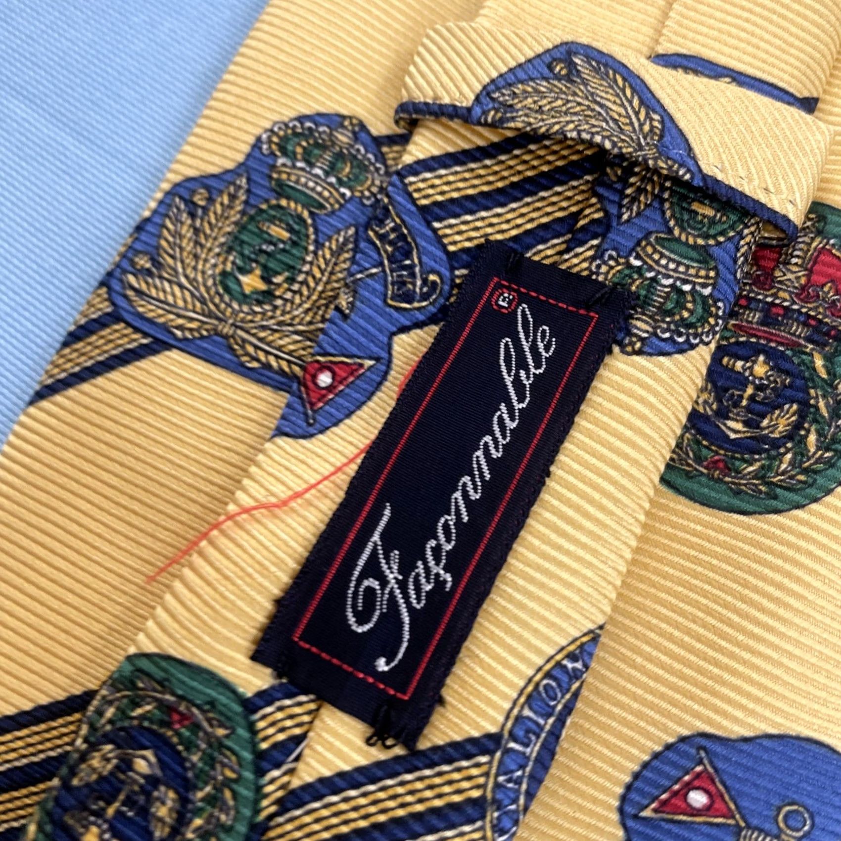Faconnable VINTAGE Façonnable Silk Tie Yacht Nautical Crest France Yellow Blue Repp Tie 60" Neckwear Men Silk Woven Tie" Size ONE SIZE - 6 Thumbnail