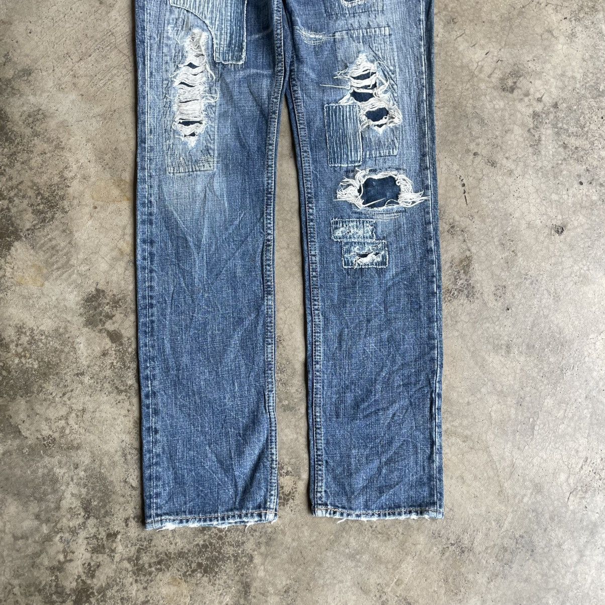 Japanese Brand 🔥🇯🇵Antgauge Patchworks Sashiko Pattern Distress Denim Jeans Size US 30 / EU 46 - 3 Thumbnail