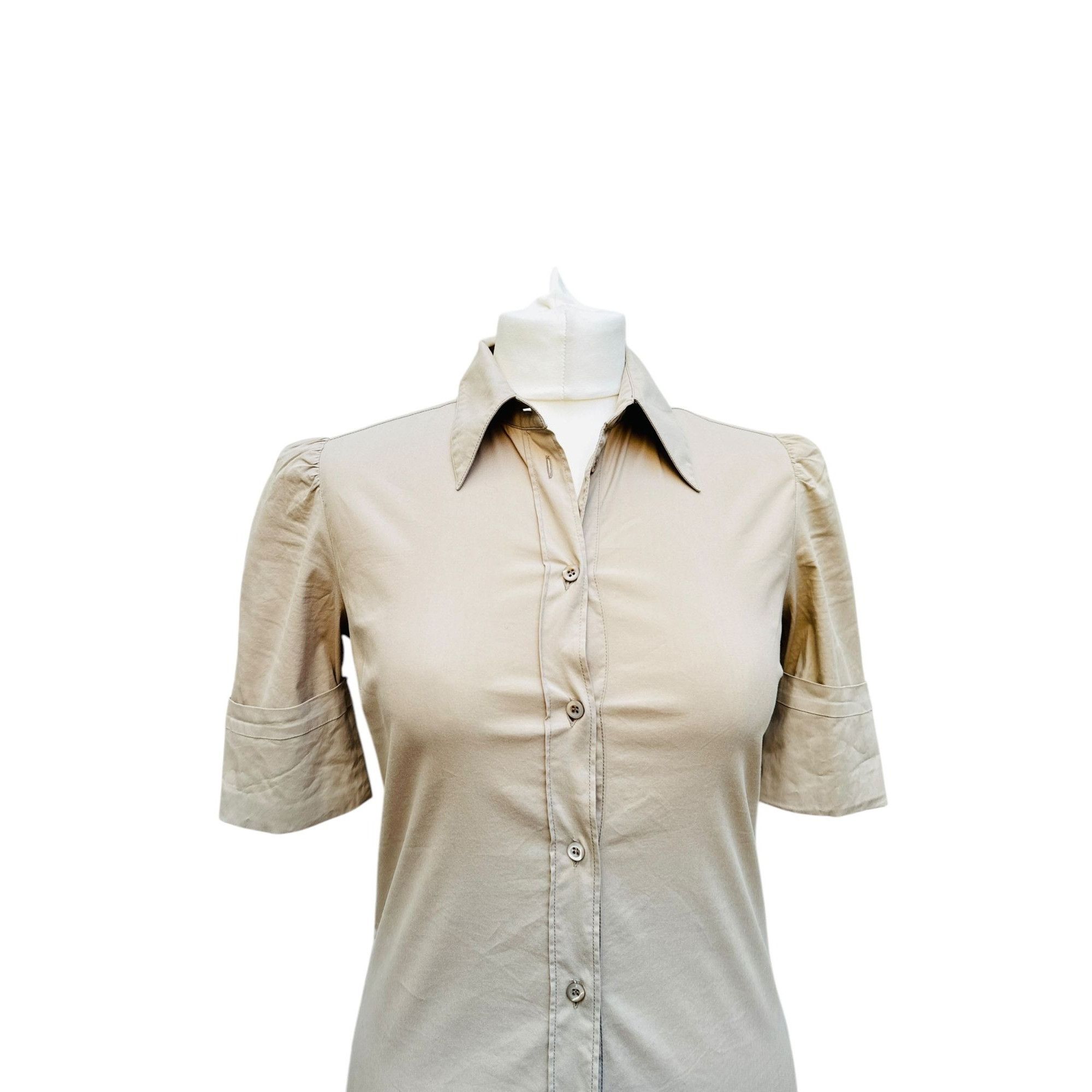 Prada Beige Short Sleeves Shirt Size XS / US 0-2 / IT 36-38 - 2 Thumbnail