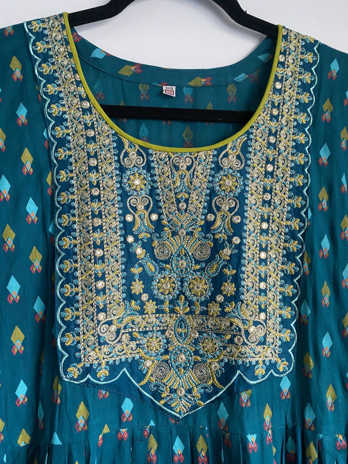 Other Teal Blue Embroidered & printed Anarkali Kurta Flare Fairy Size XL / US 12-14 / IT 48-50 - 3 Thumbnail