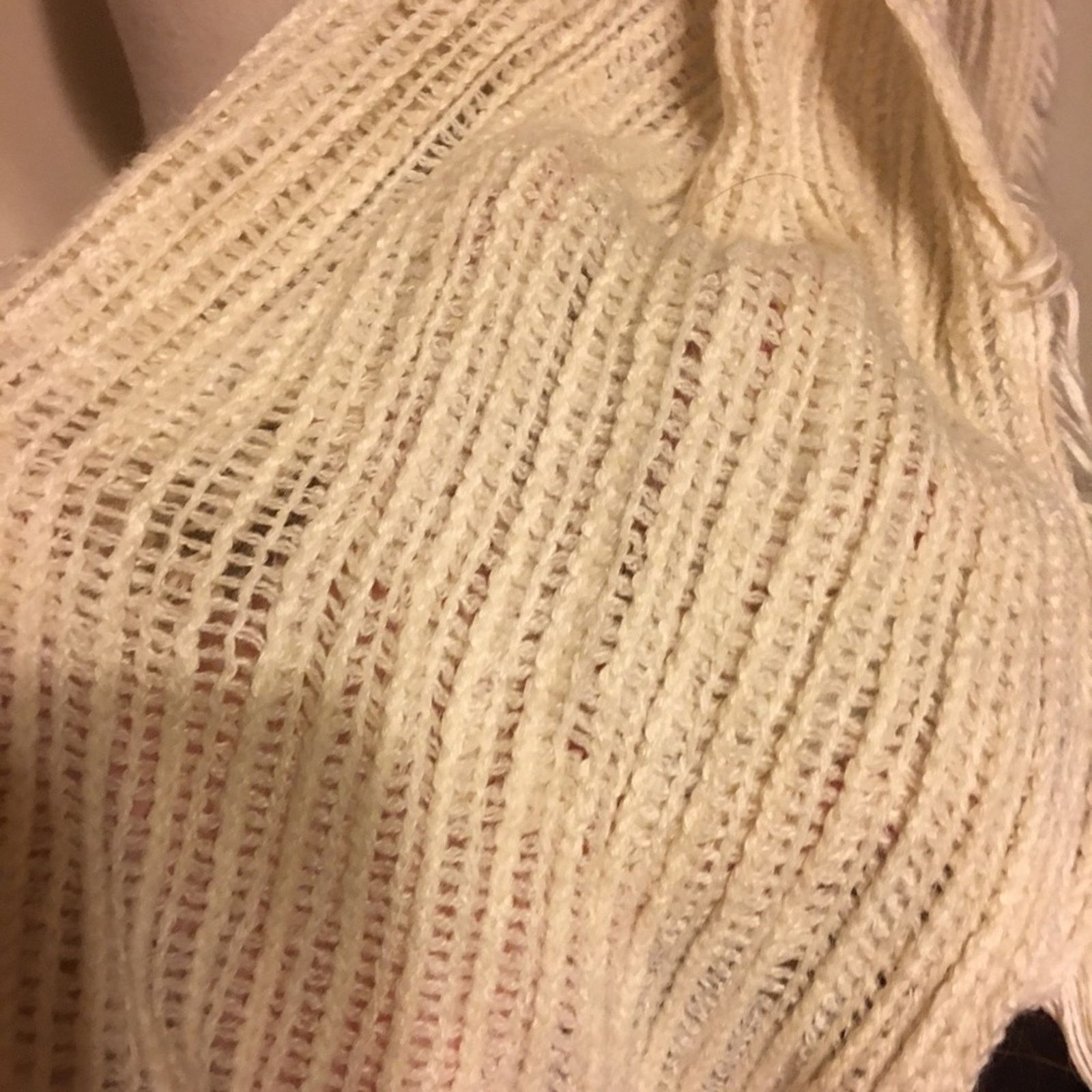 Other Cream faux fur and knit scarf wrap 10”x80” Size ONE SIZE - 7 Thumbnail