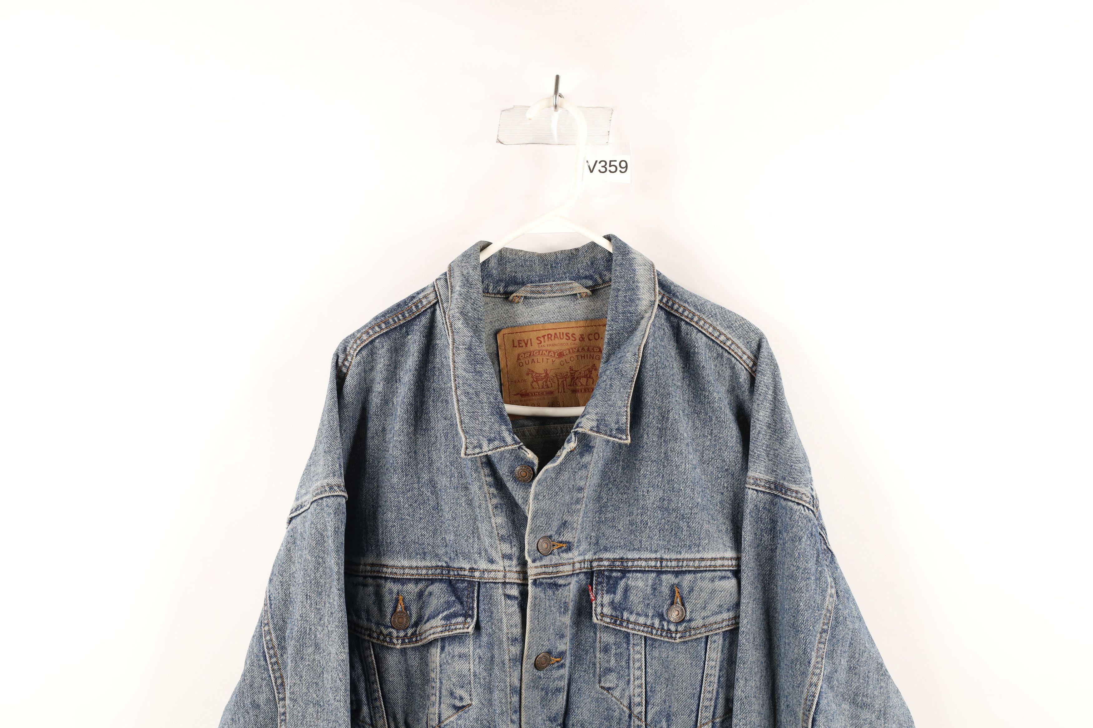 Levi's Vintage 90s Levis Spell Out Denim Trucker Jacket Blue USA Size US L / EU 52-54 / 3 - 2 Thumbnail