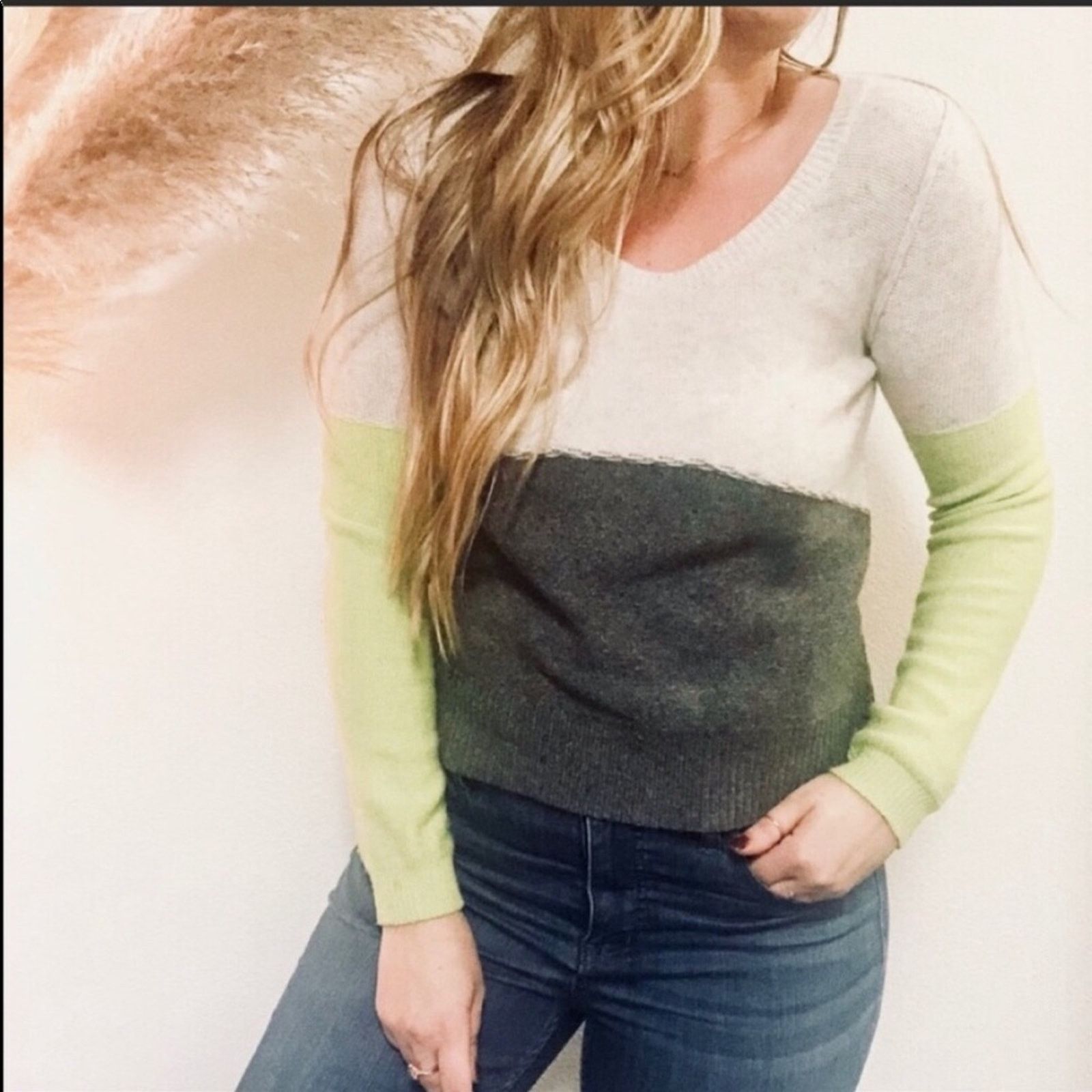 Free People FREE PEOPLE Beach Grey Colorblock Stripe Pullover Sweater Size XS / US 0-2 / IT 36-38 - 5 Thumbnail