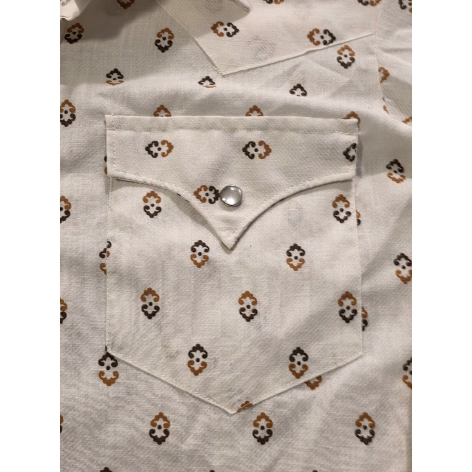 Vintage VINTAGE 60s H Bar C Long Sleeve Pearl Snap Western Shirt Mens Size S White Polyester Rockabilly Western Button-Up Size US S / EU 44-46 / 1 - 4 Thumbnail