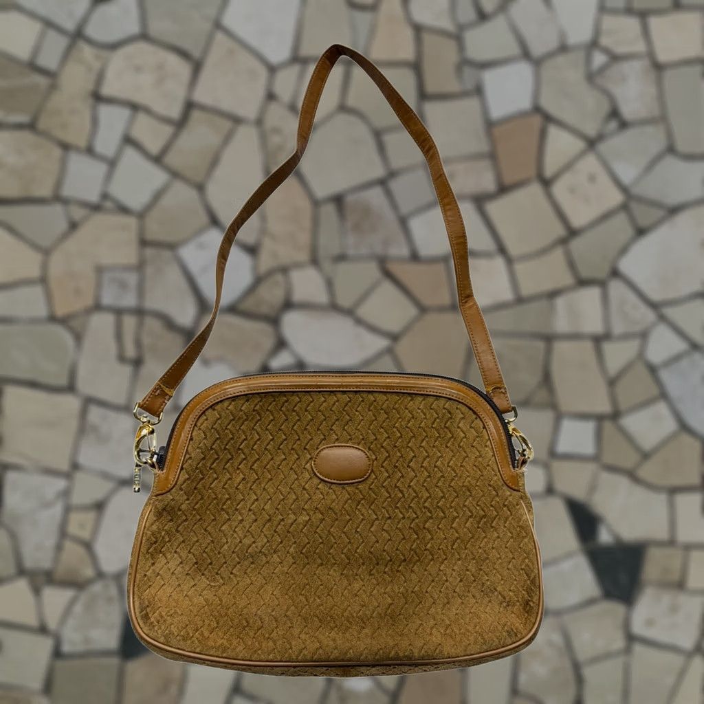 Vintage VINTAGE Meyers Tan Shoulder Bag Leather Woven Design Womens Adjustable Strap Size ONE SIZE - 1 Thumbnail