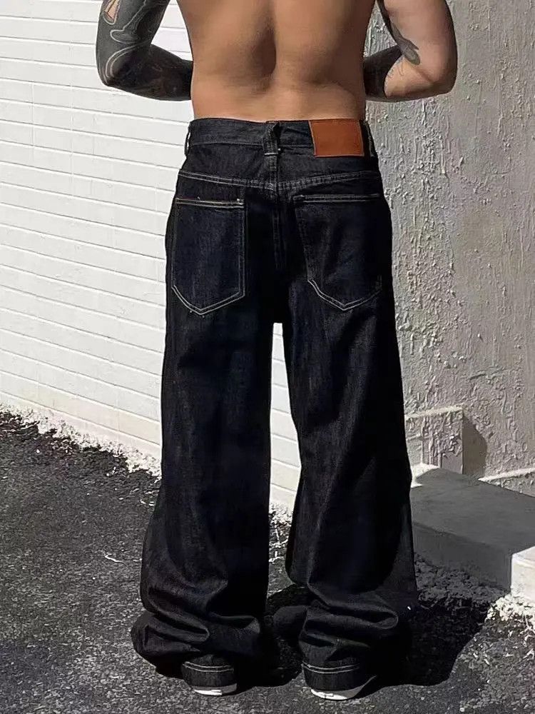 Designer × Japanese Brand Retro black street heavy baggy jeans Size US 32 / EU 48 - 3 Thumbnail