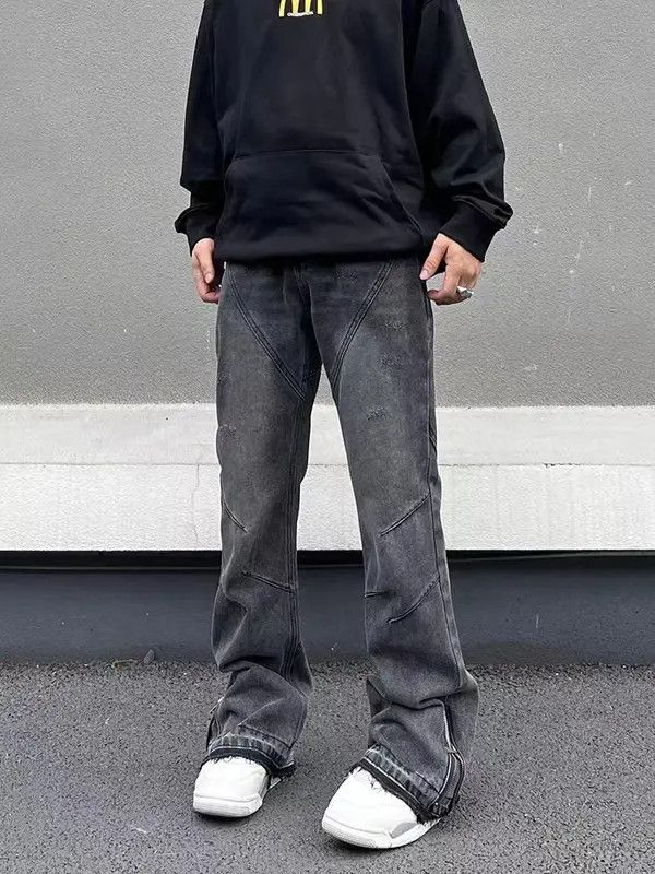 Japanese Brand Fukiishi x Man Washed vintage street hip hop leg zip jeans Size US 33 - 7 Thumbnail