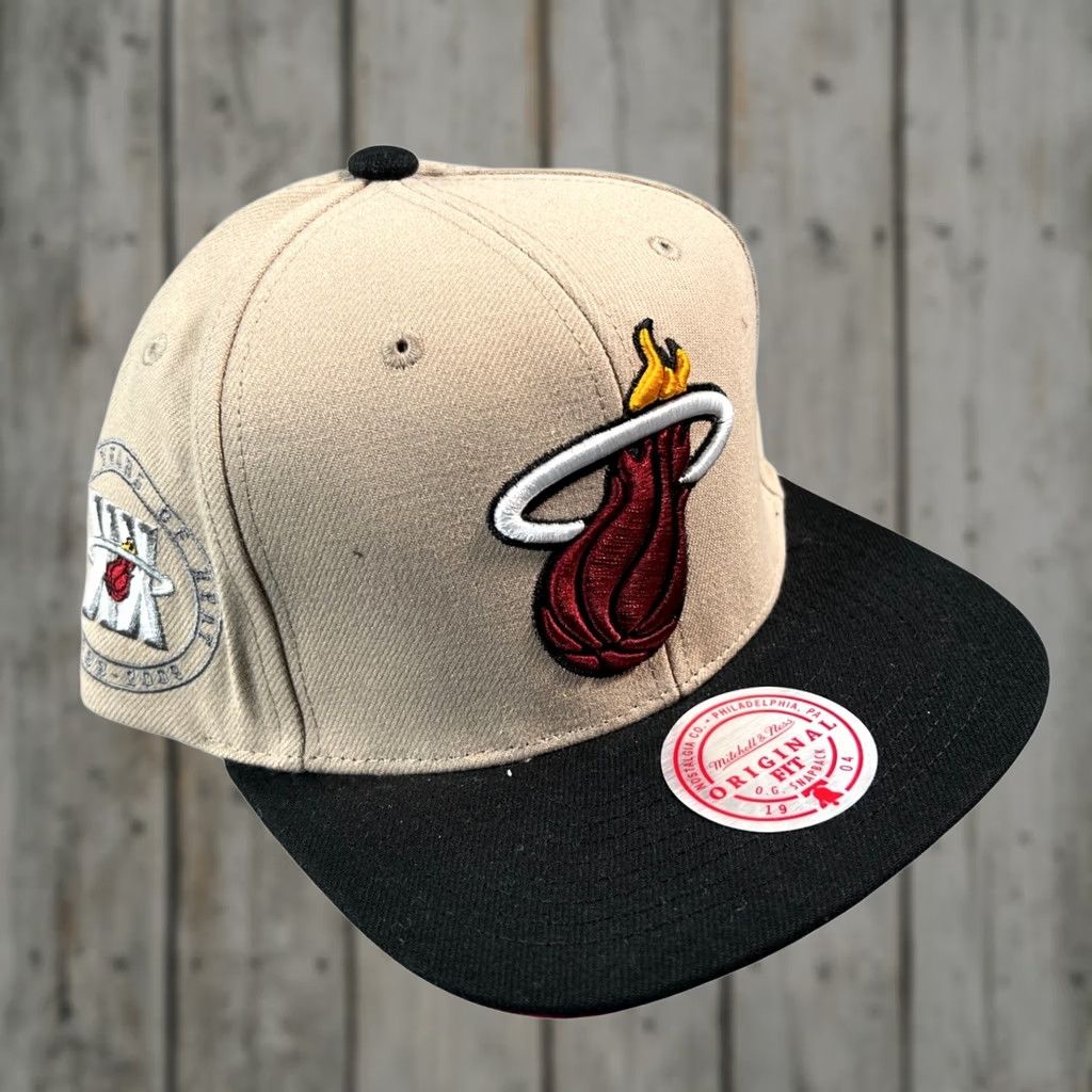 Mitchell & Ness Mitchell & Ness Miami Heat Snapback Hat - Retro Brown Mens Baseball Cap Size ONE SIZE - 1 Thumbnail